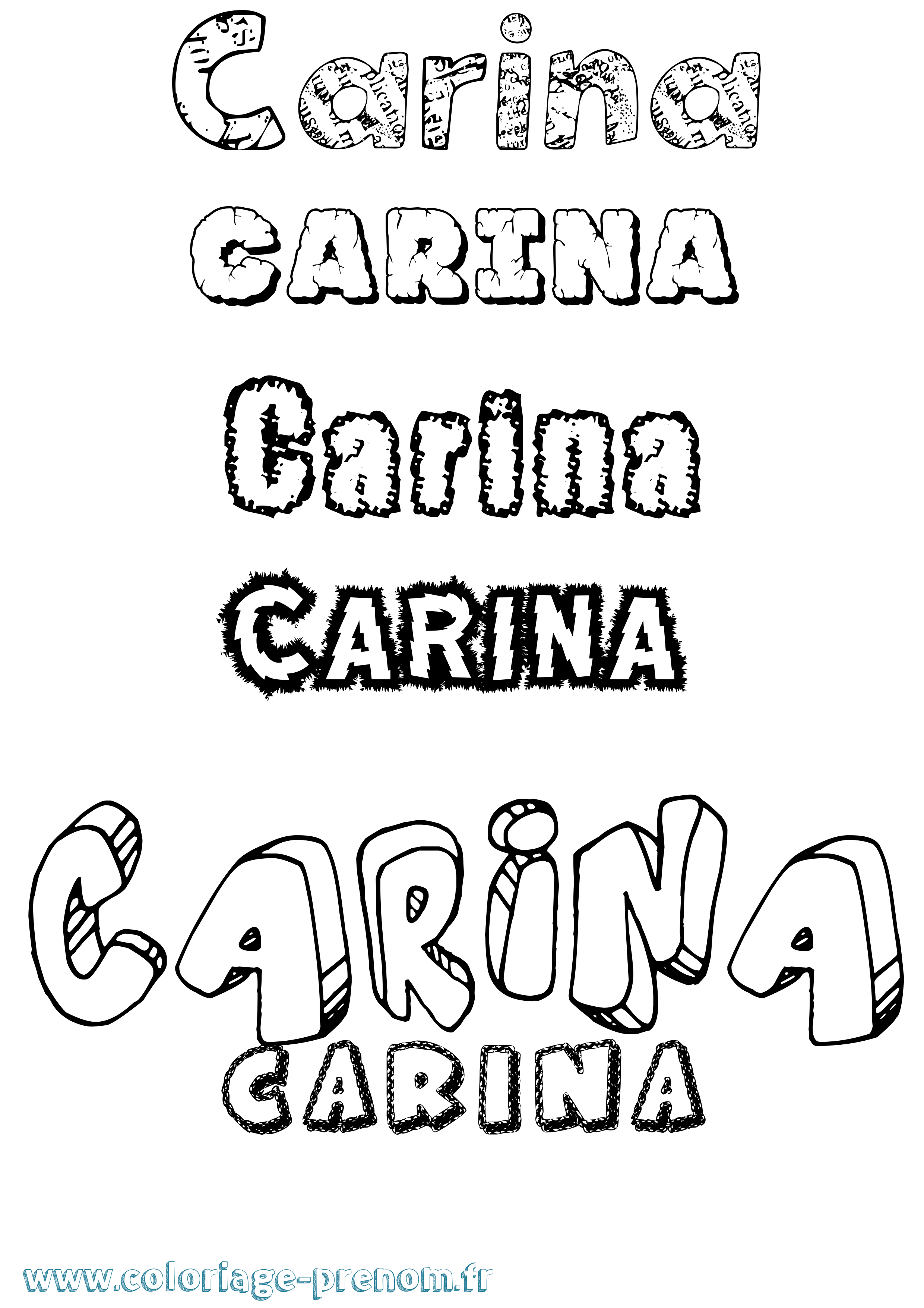 Coloriage Carina Destructuré Coloriage prénom Carina Destructuré