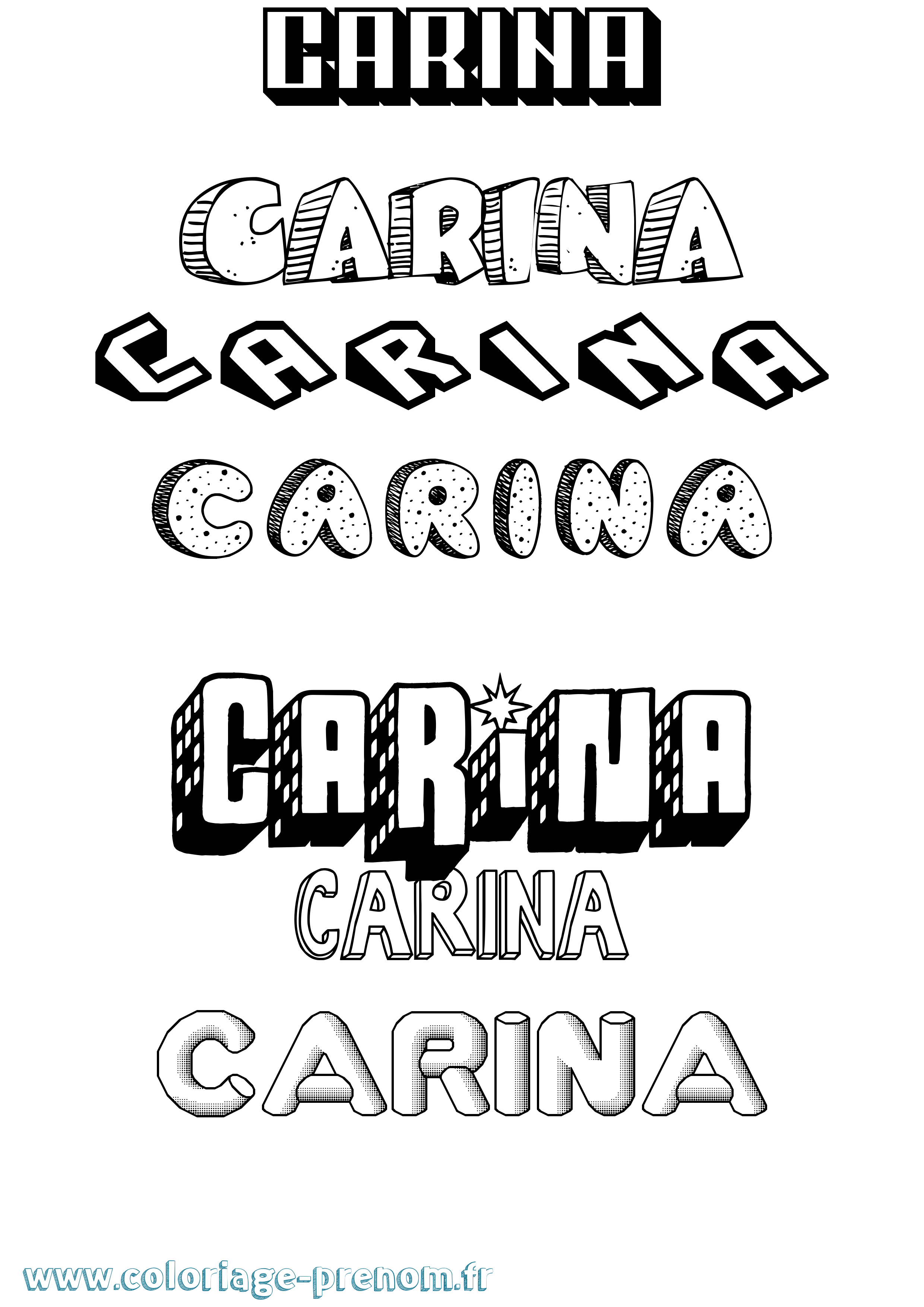 Coloriage Carina Effet 3D Coloriage prénom Carina Effet 3D