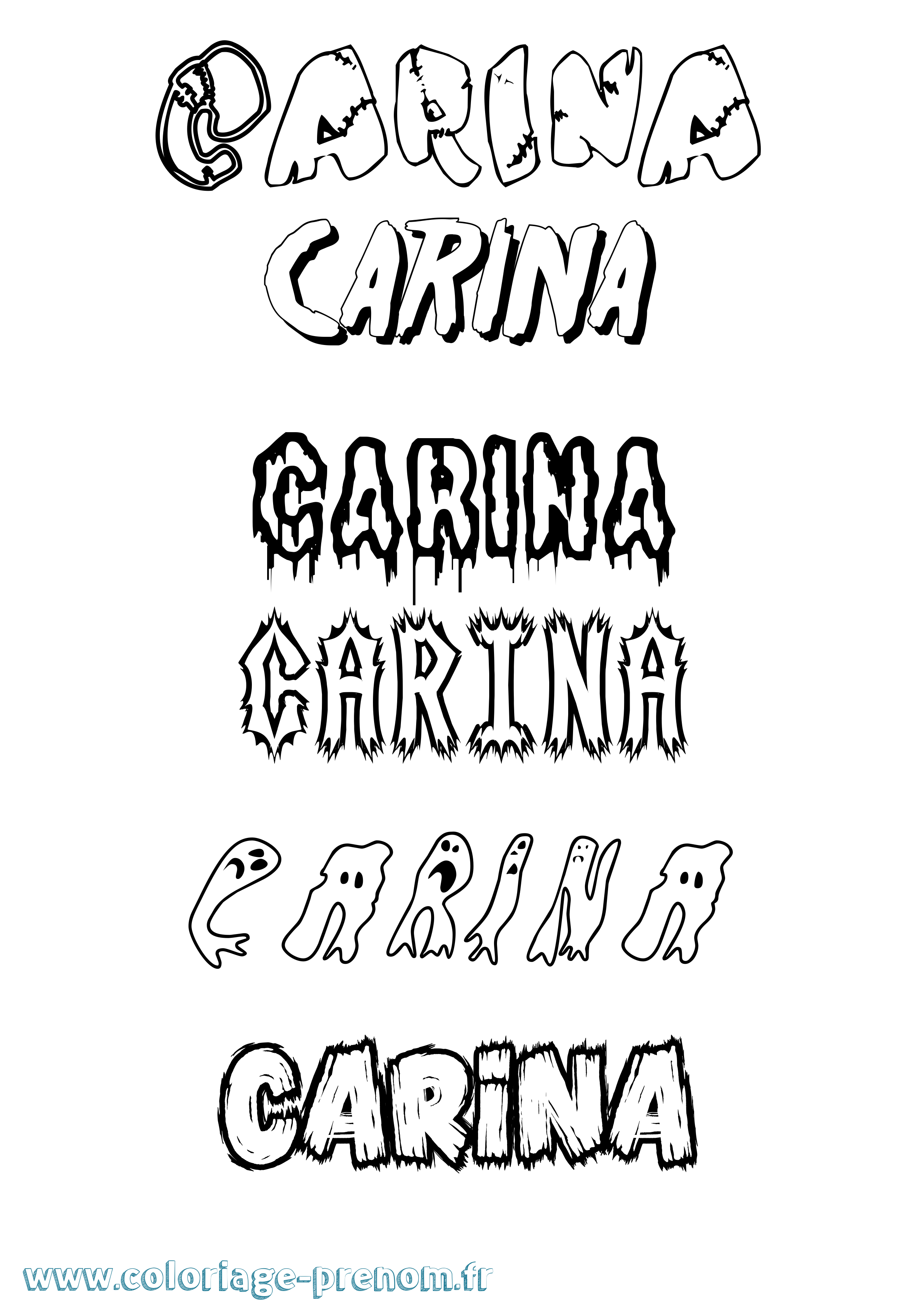 Coloriage prénom Carina Frisson