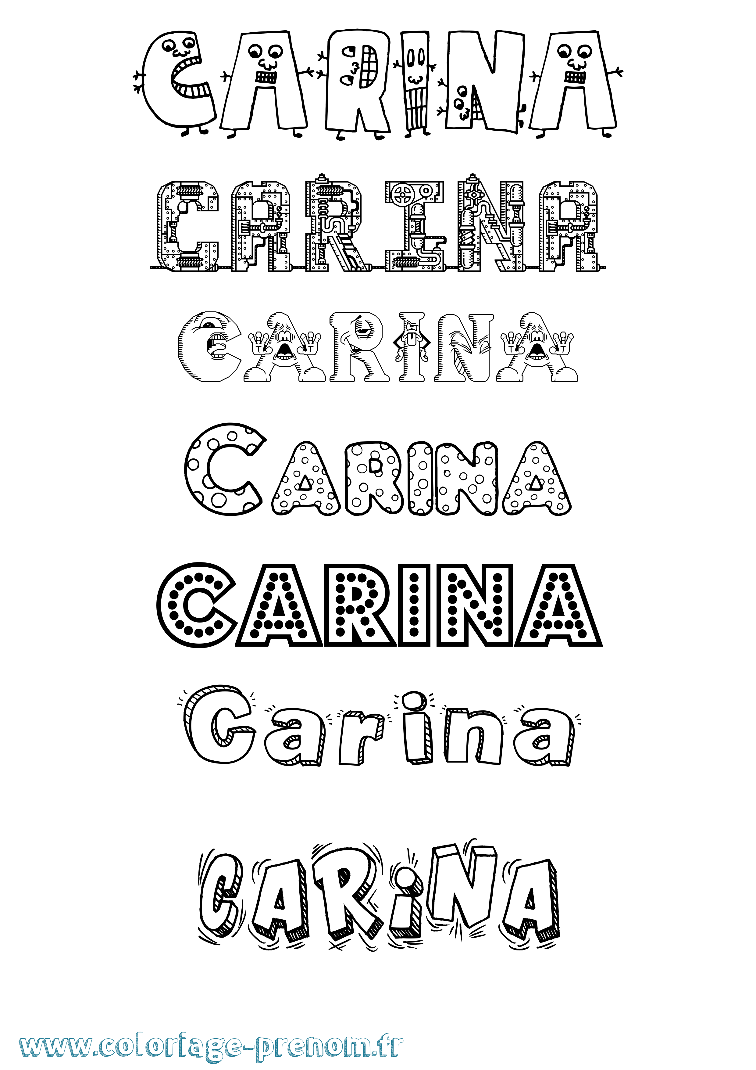 Coloriage prénom Carina Fun