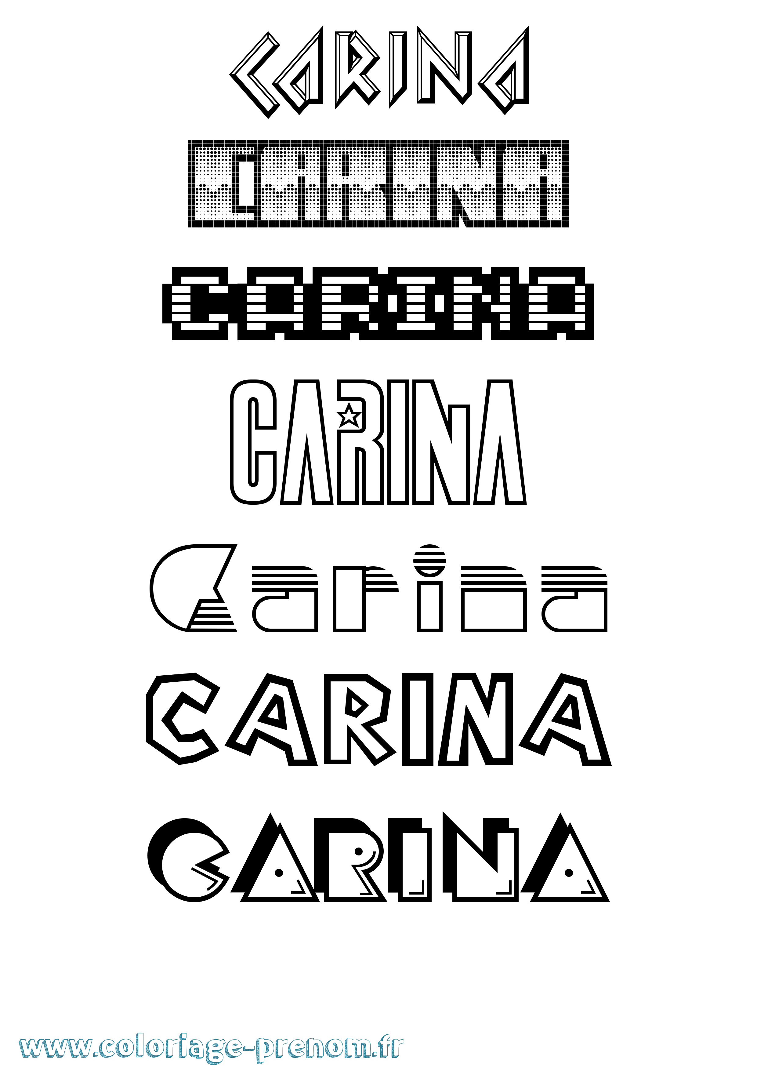 Coloriage Carina Jeux Vidéos Coloriage prénom Carina Jeux Vidéos