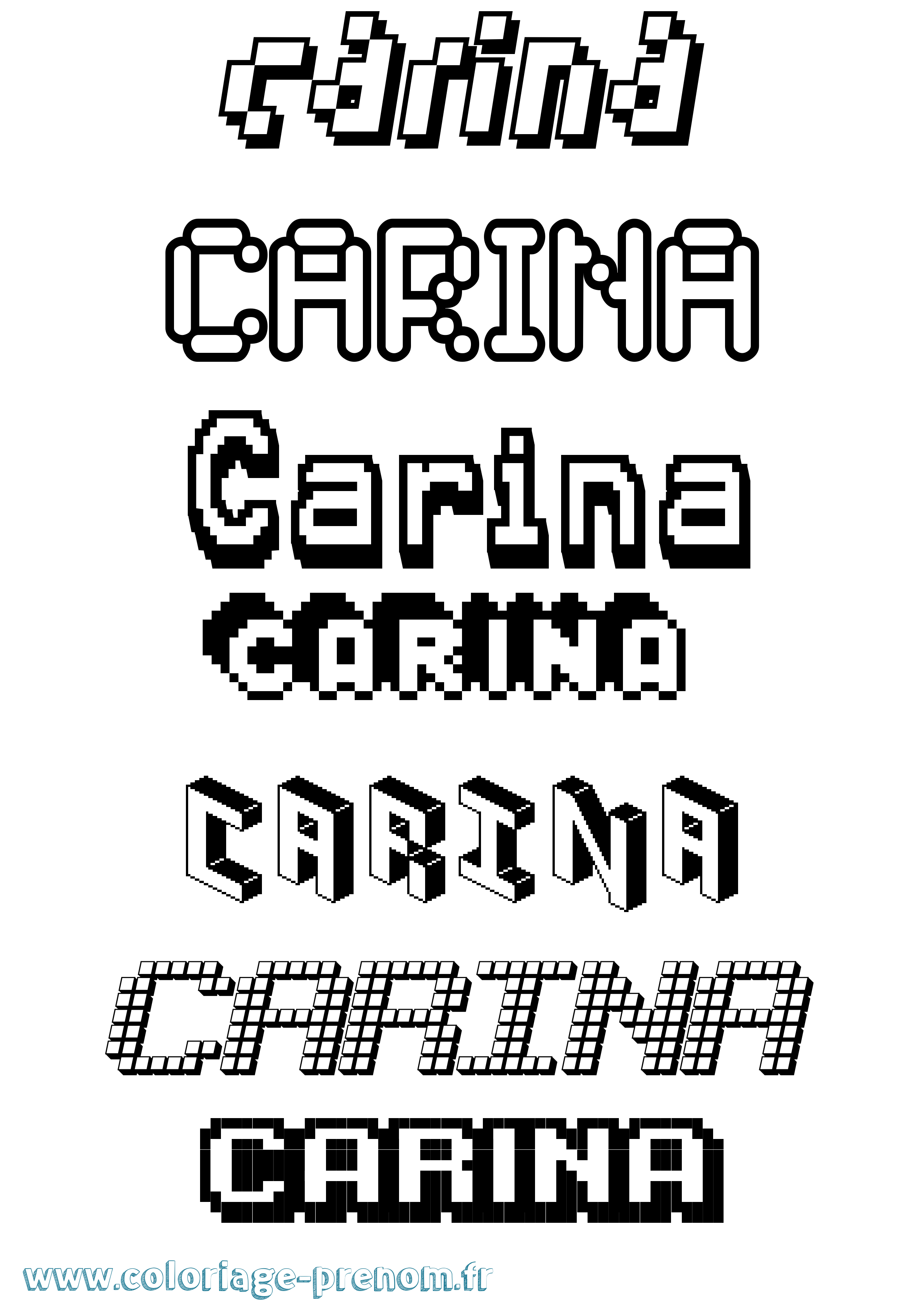 Coloriage Carina Pixel Coloriage prénom Carina Pixel