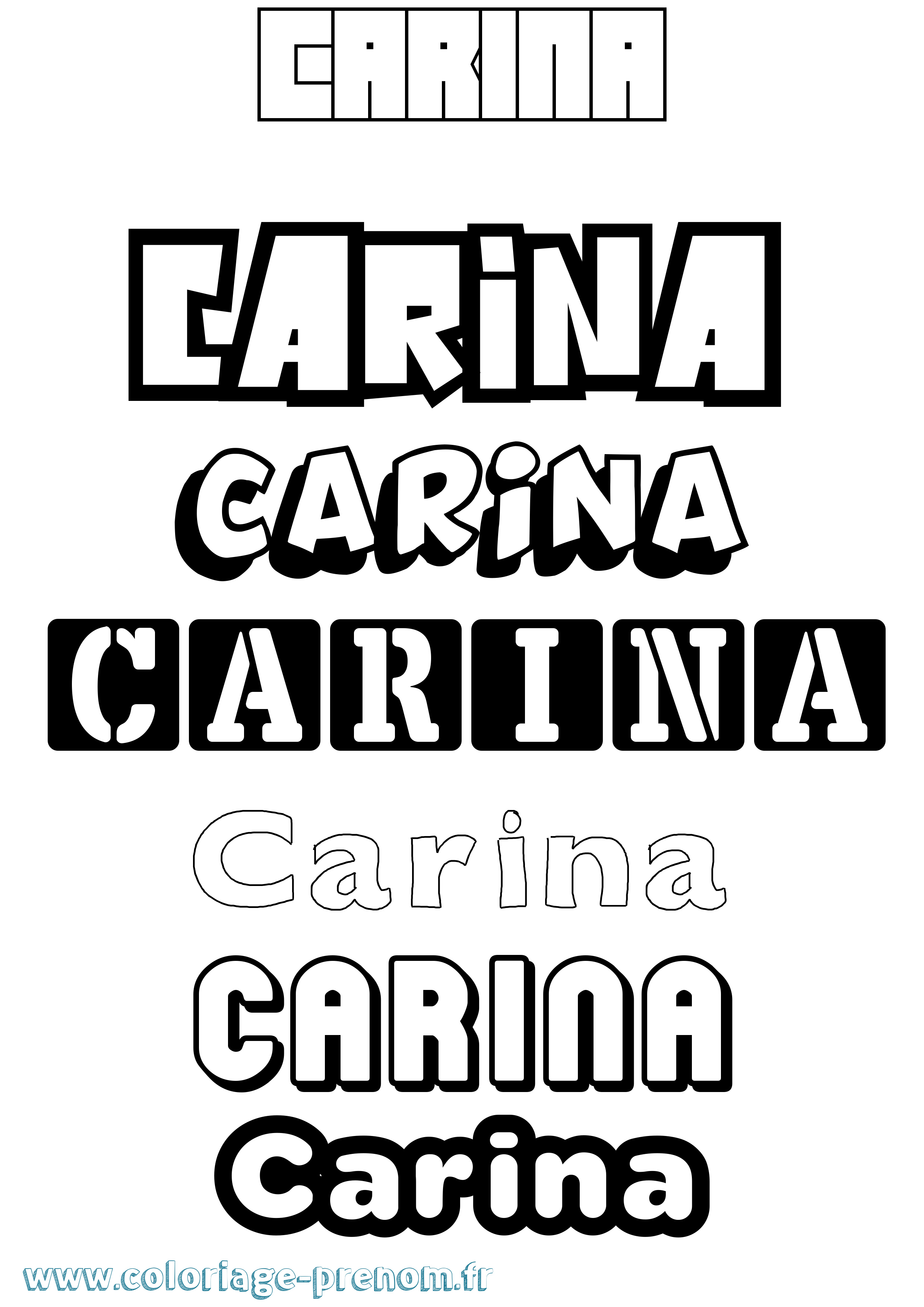 Coloriage prénom Carina Simple