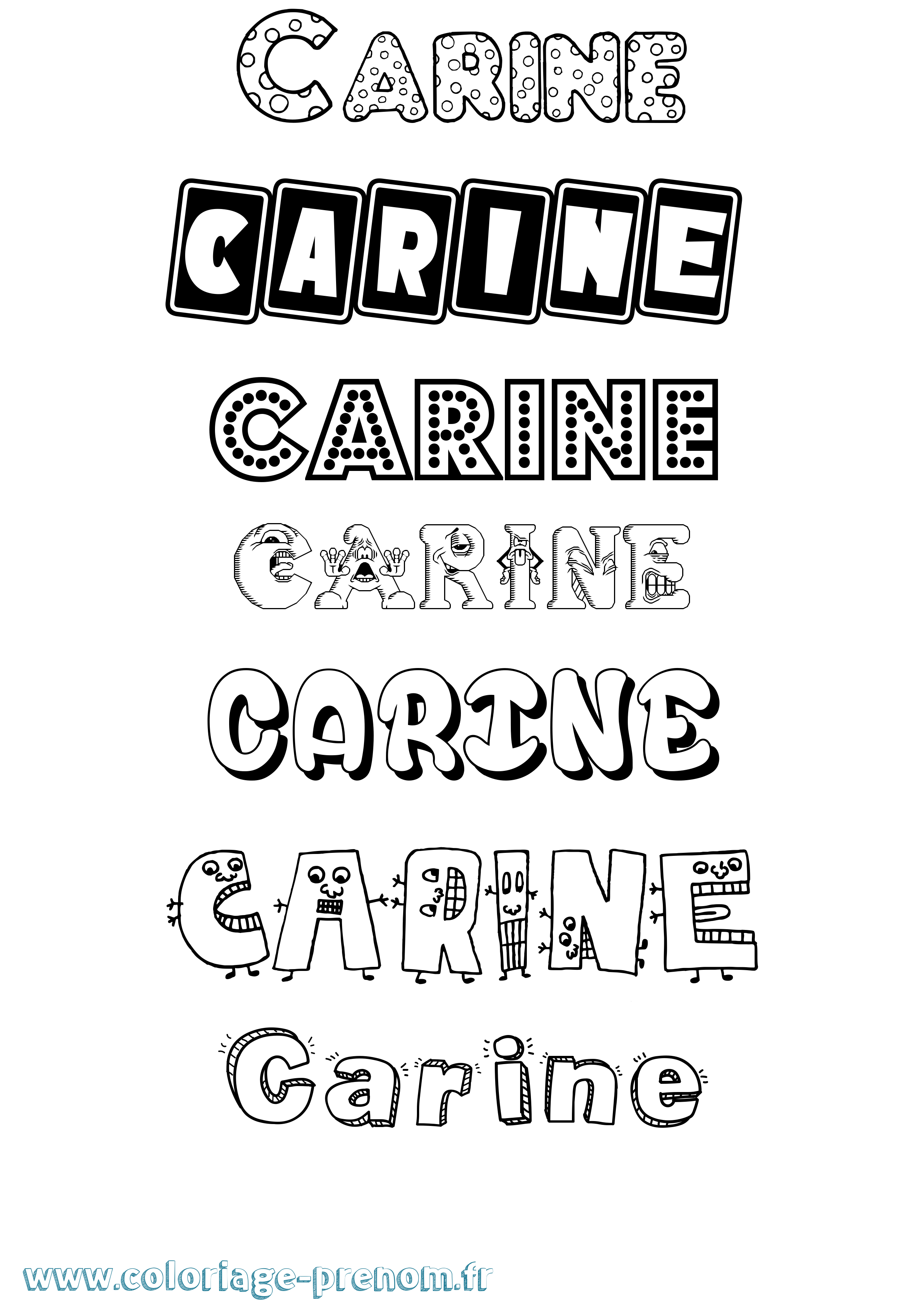 Coloriage prénom Carine Fun