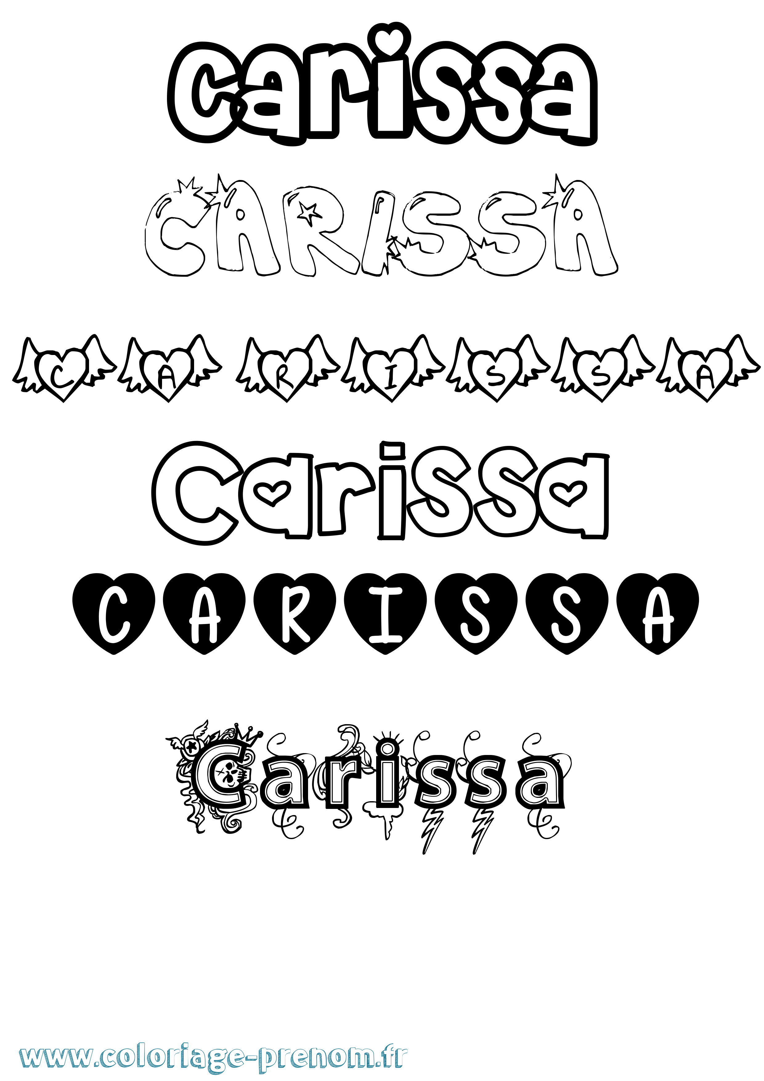 Coloriage prénom Carissa Girly