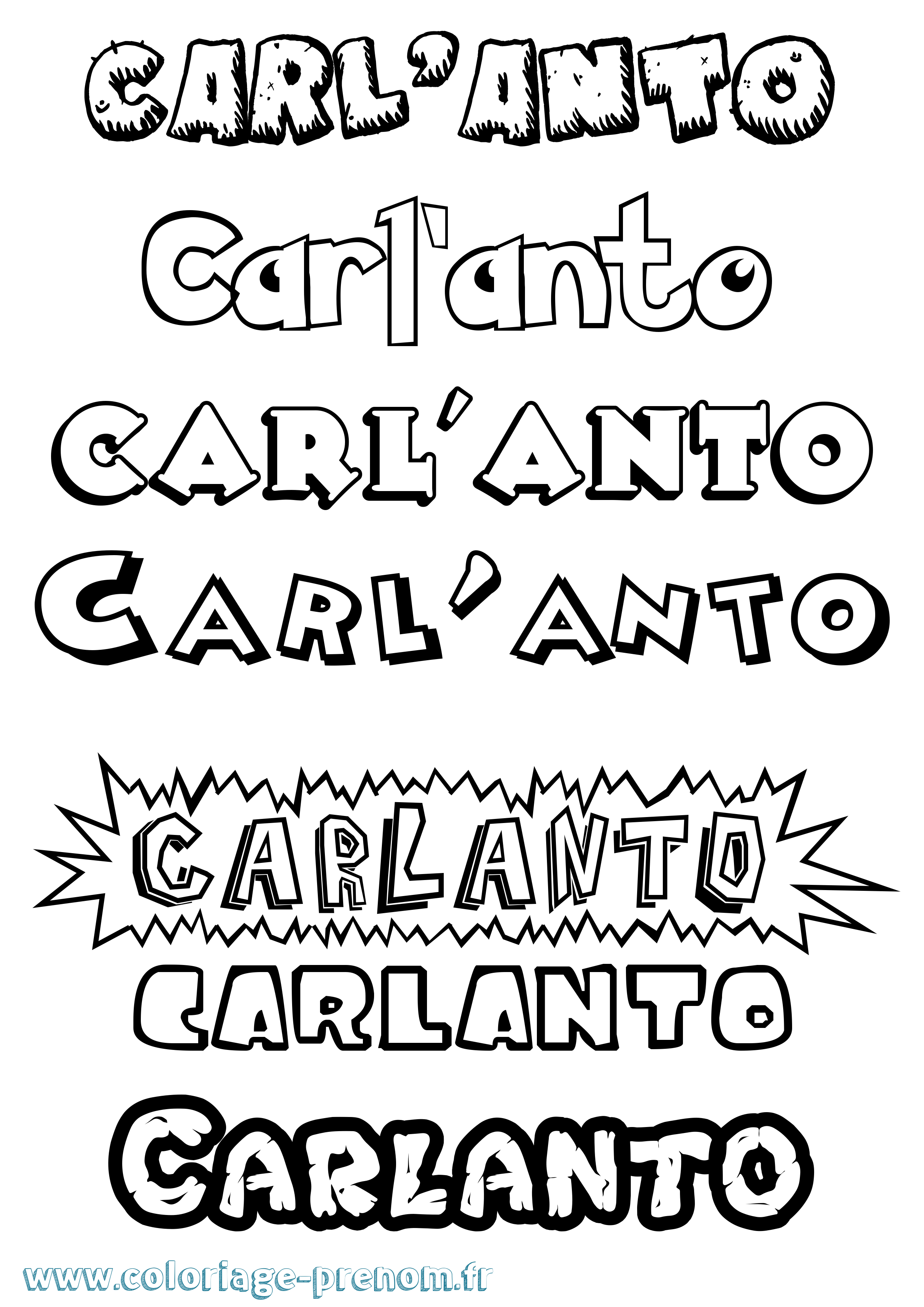 Coloriage prénom Carl'Anto Dessin Animé