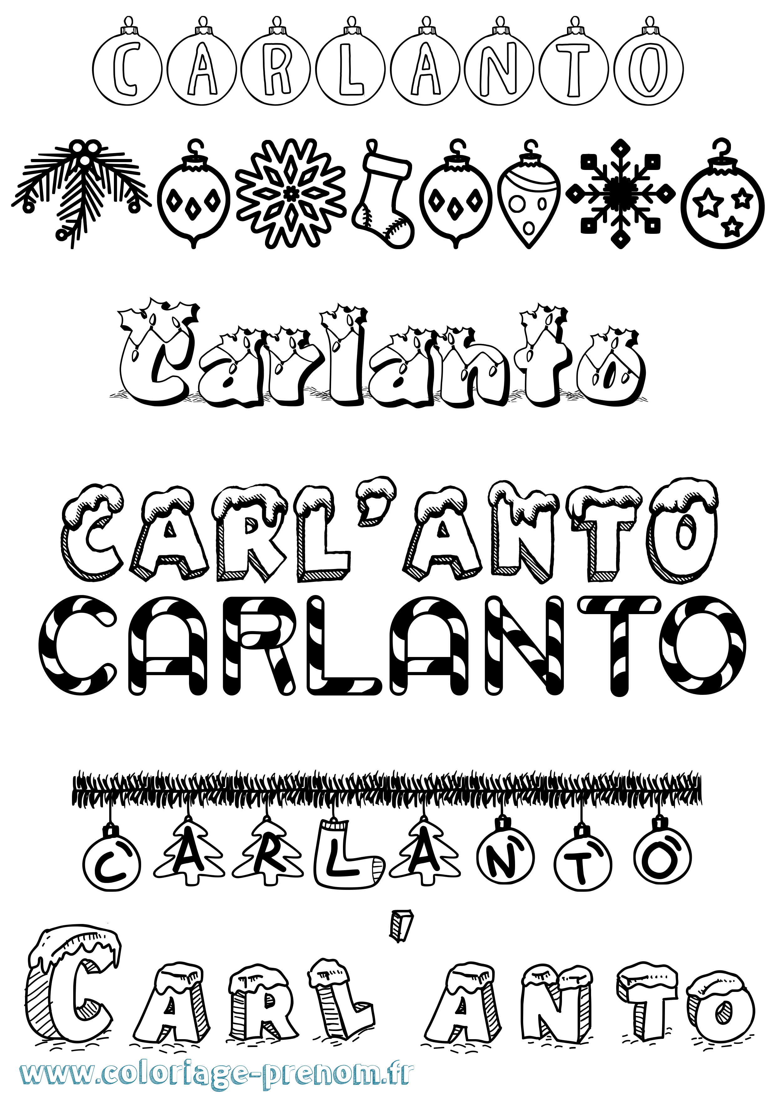 Coloriage prénom Carl'Anto Noël
