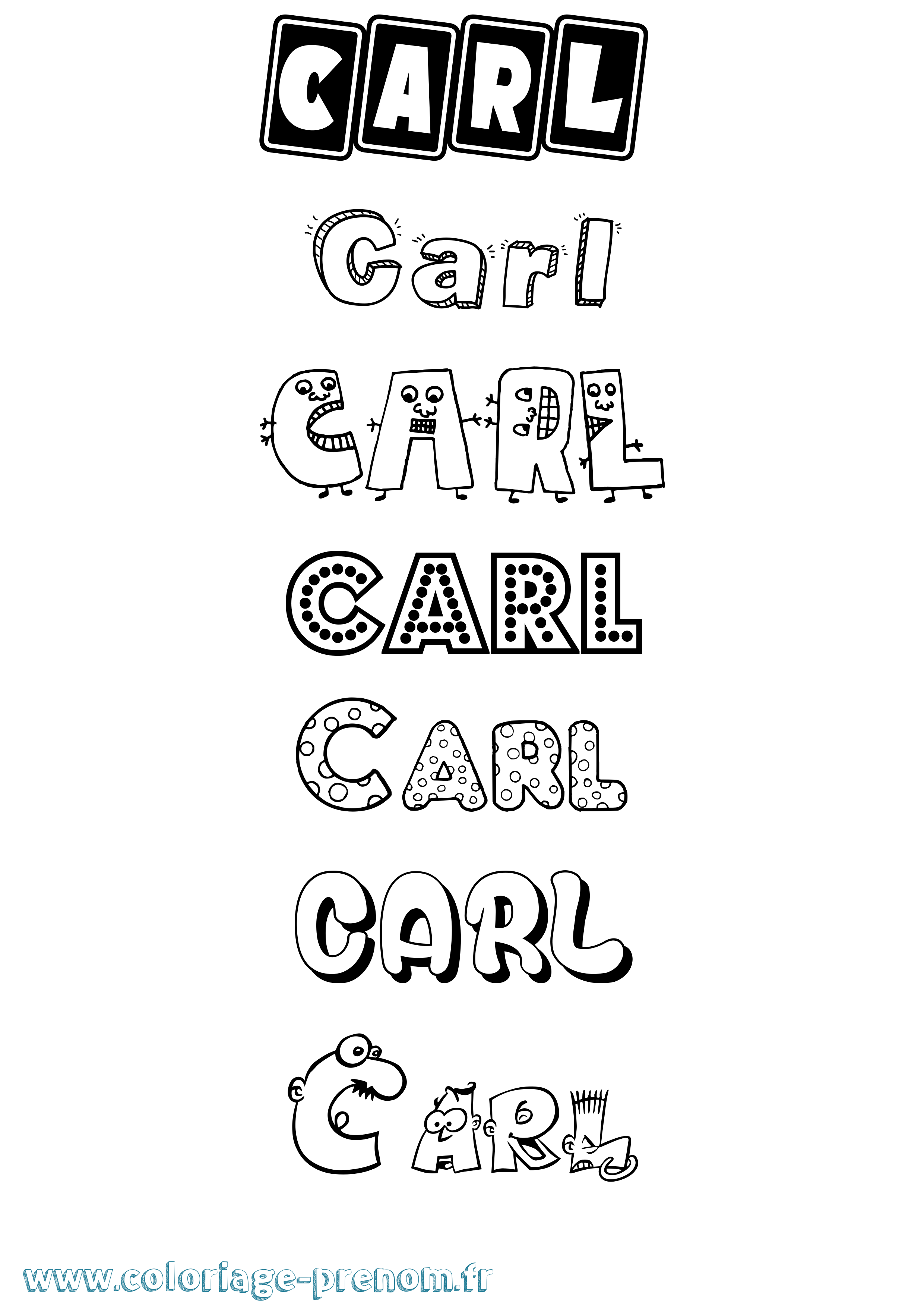 Coloriage prénom Carl Fun