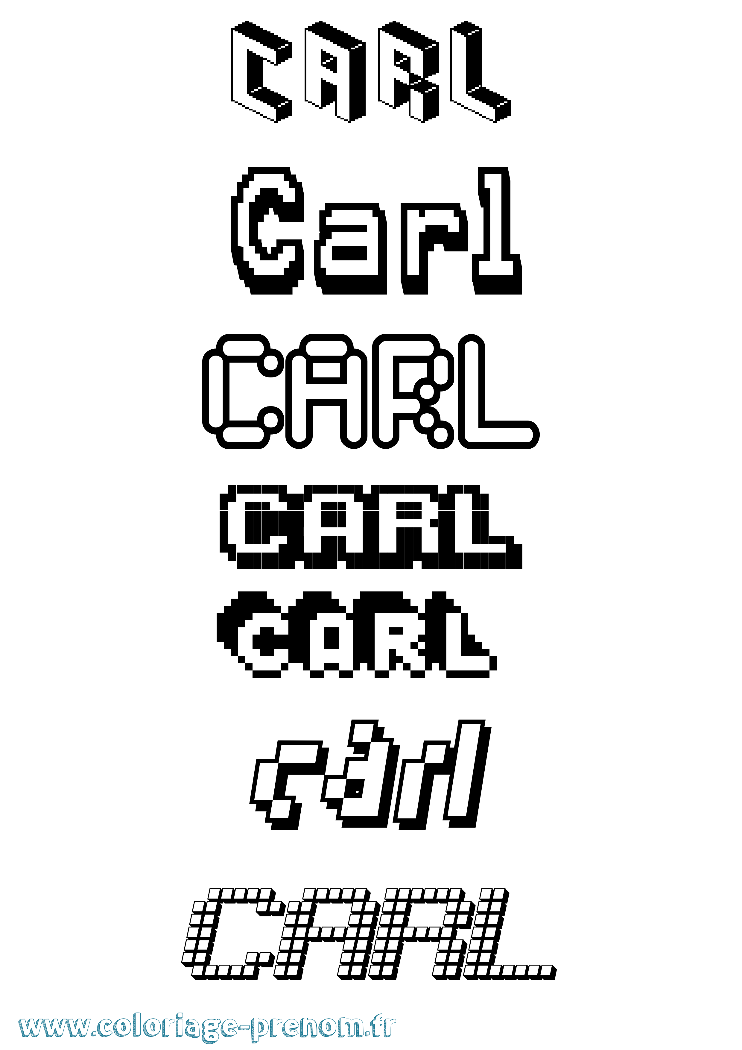 Coloriage prénom Carl Pixel