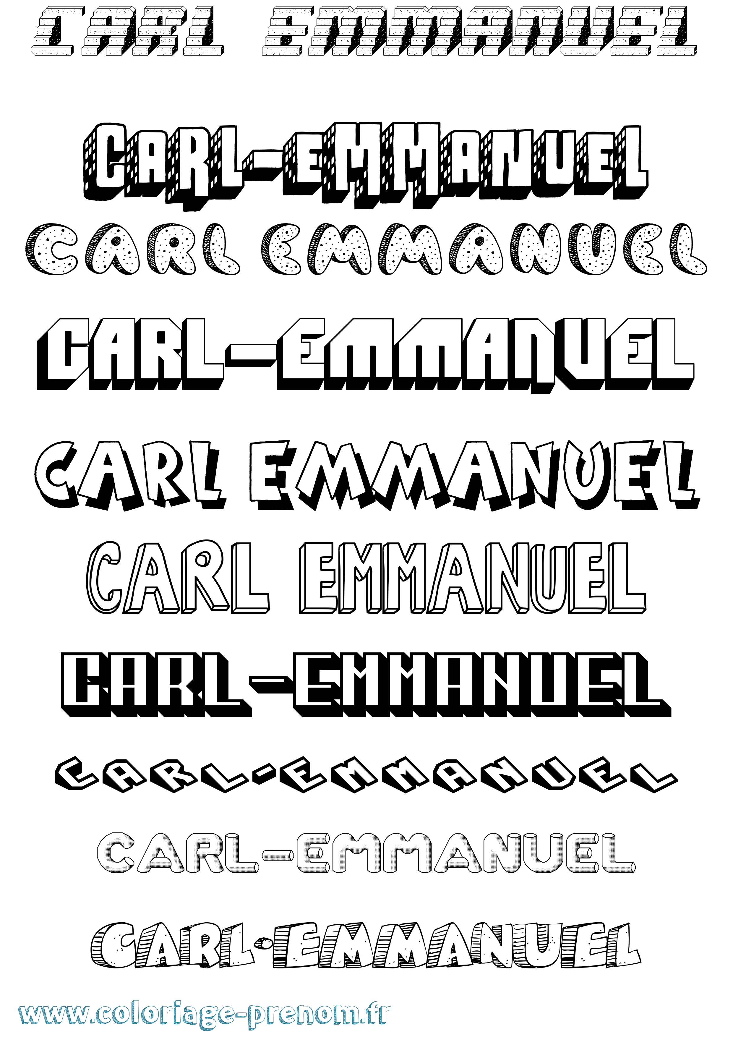 Coloriage Carl-Emmanuel Effet 3D Coloriage prénom Carl-Emmanuel Effet 3D