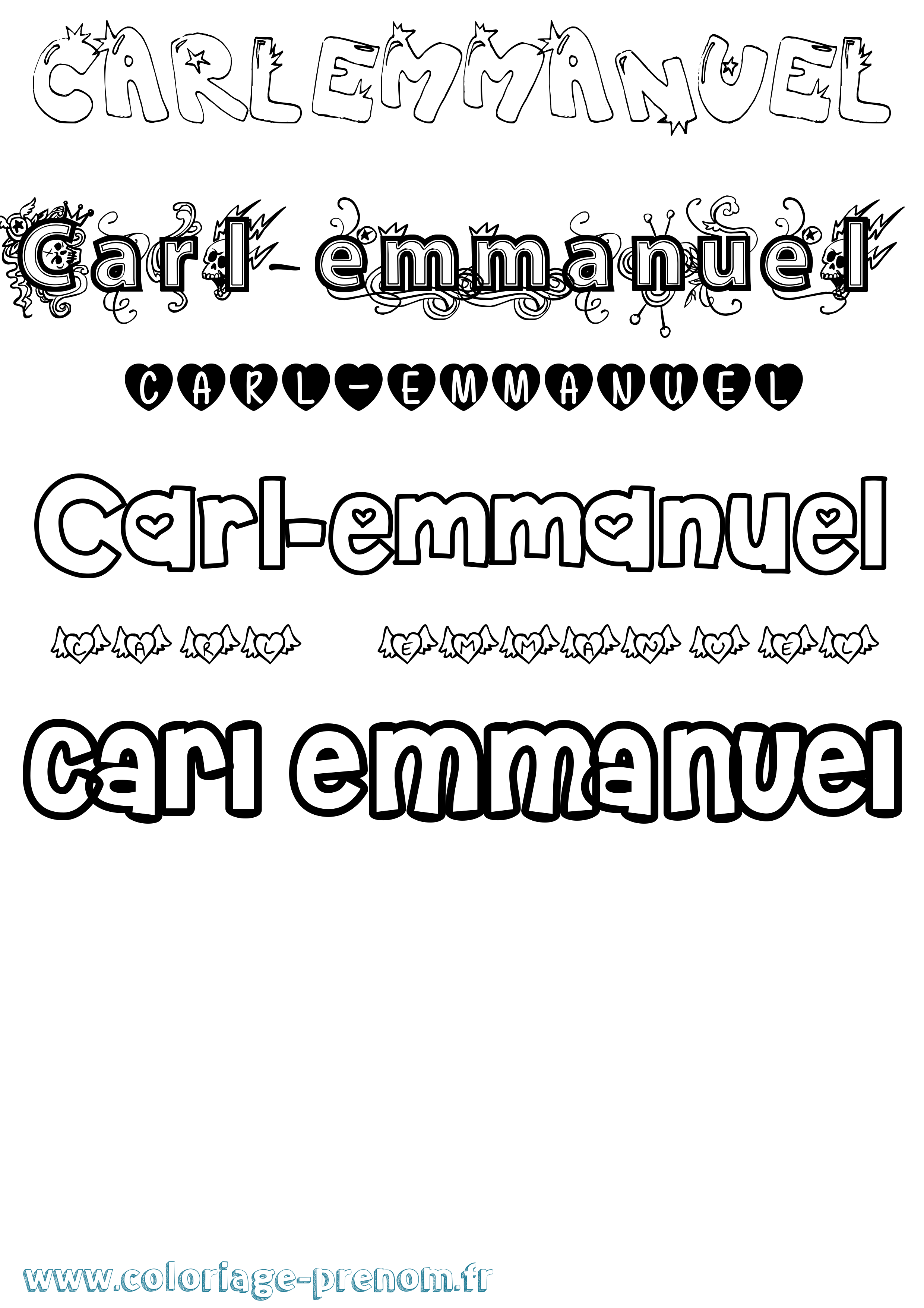 Coloriage prénom Carl-Emmanuel Girly