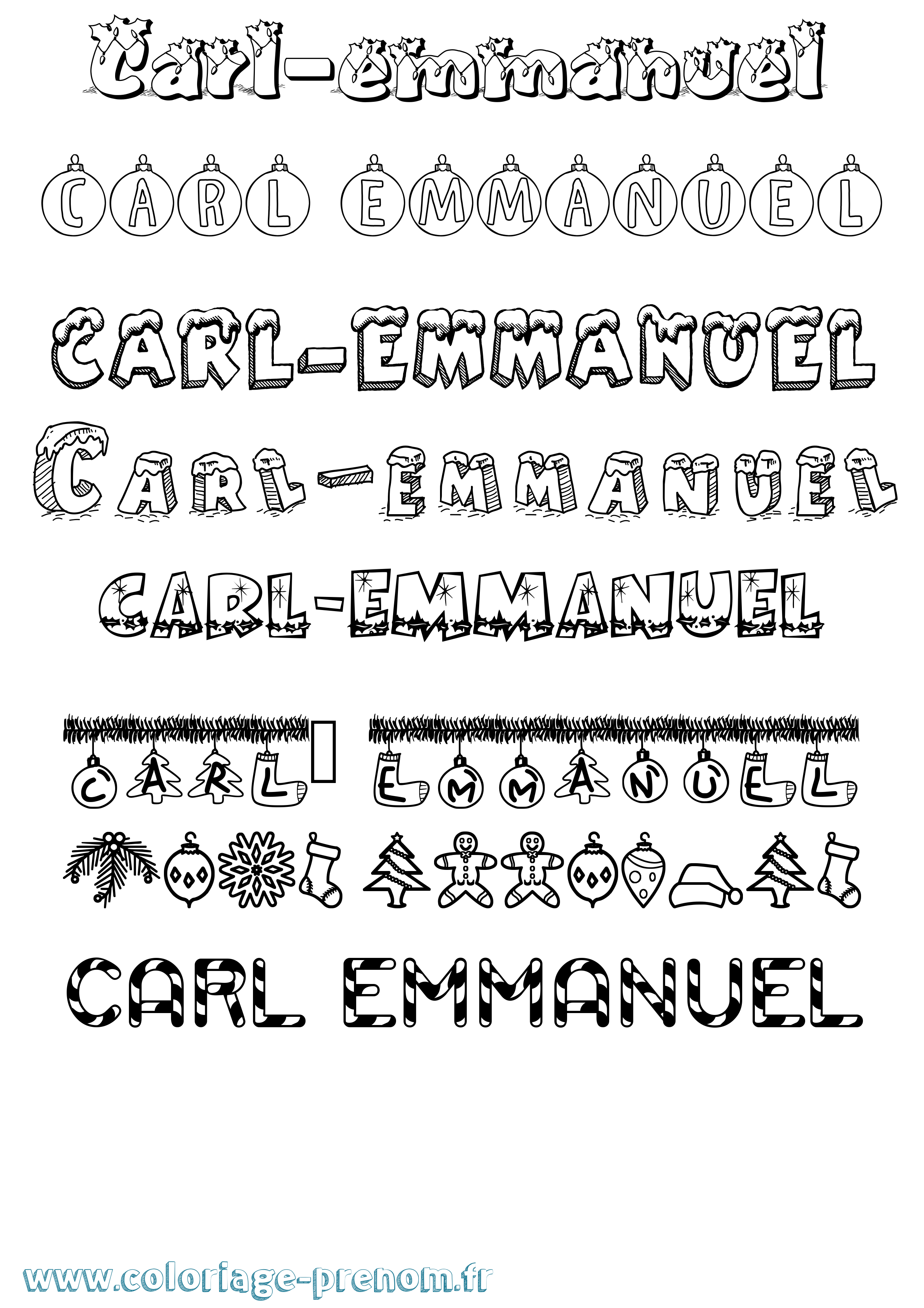 Coloriage prénom Carl-Emmanuel Noël