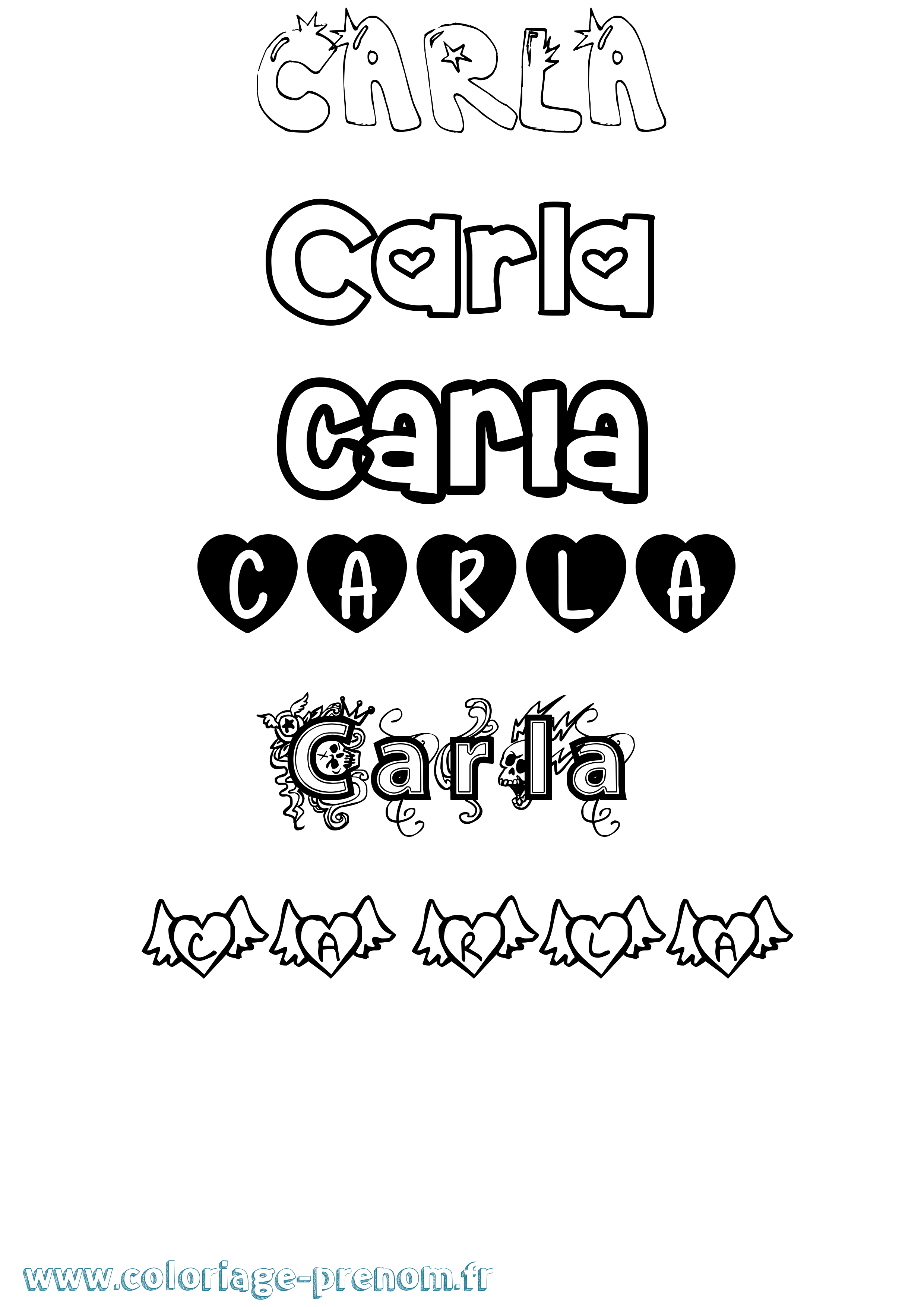 Coloriage prénom Carla Girly