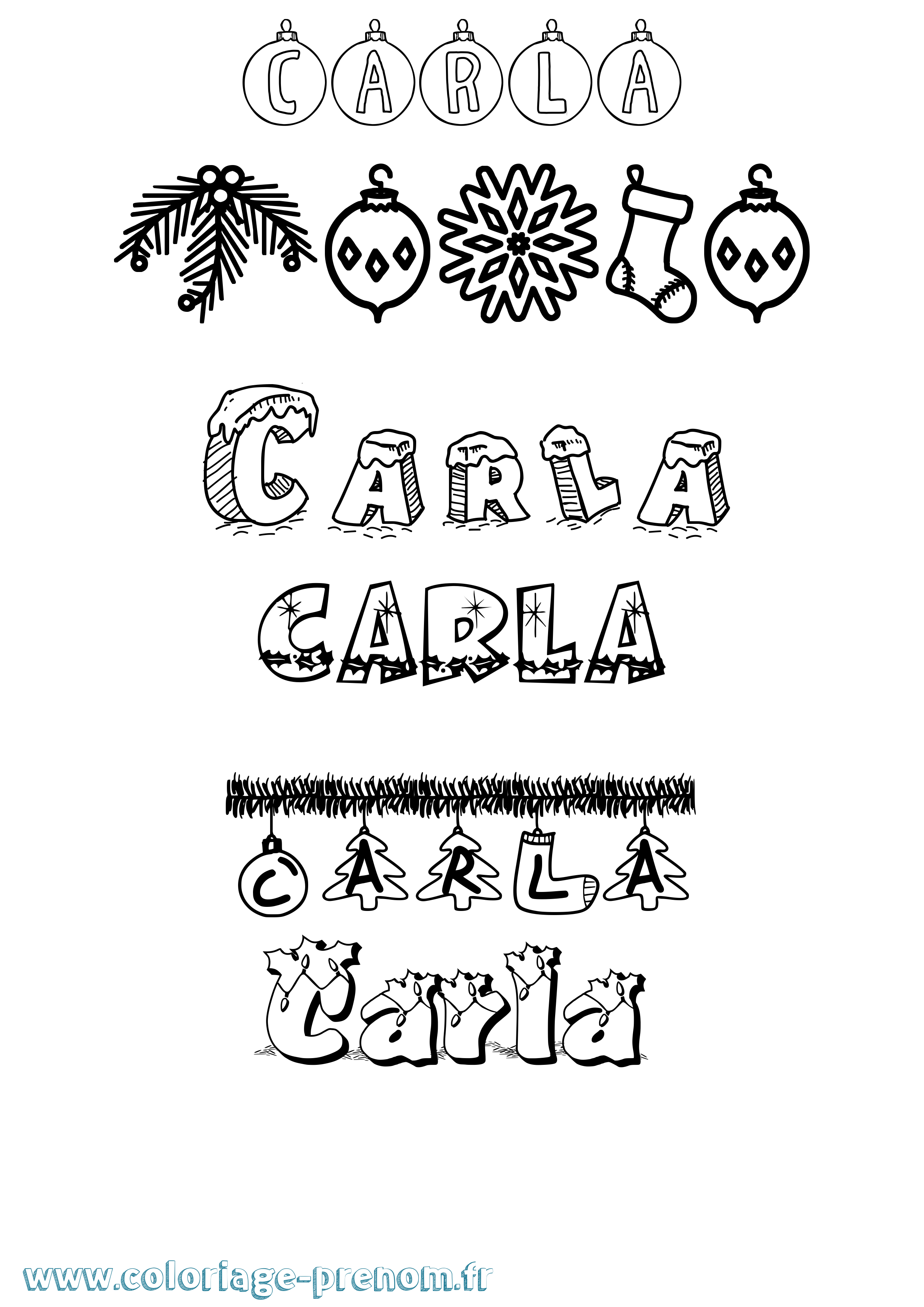 Coloriage prénom Carla Noël