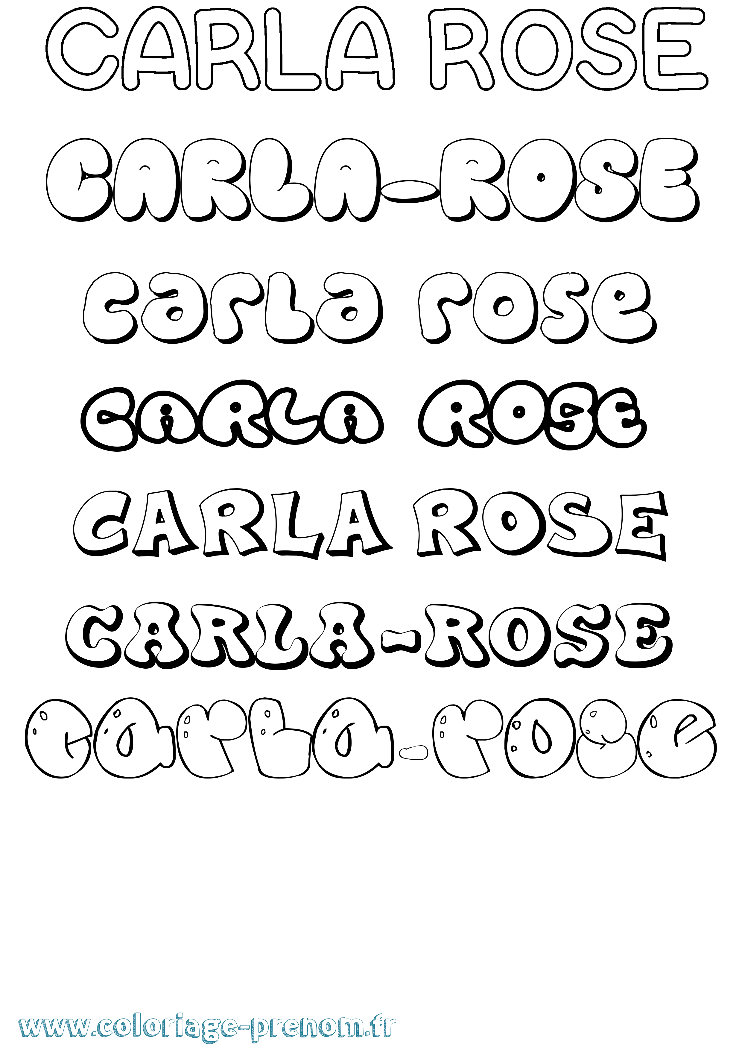 Coloriage prénom Carla-Rose Bubble