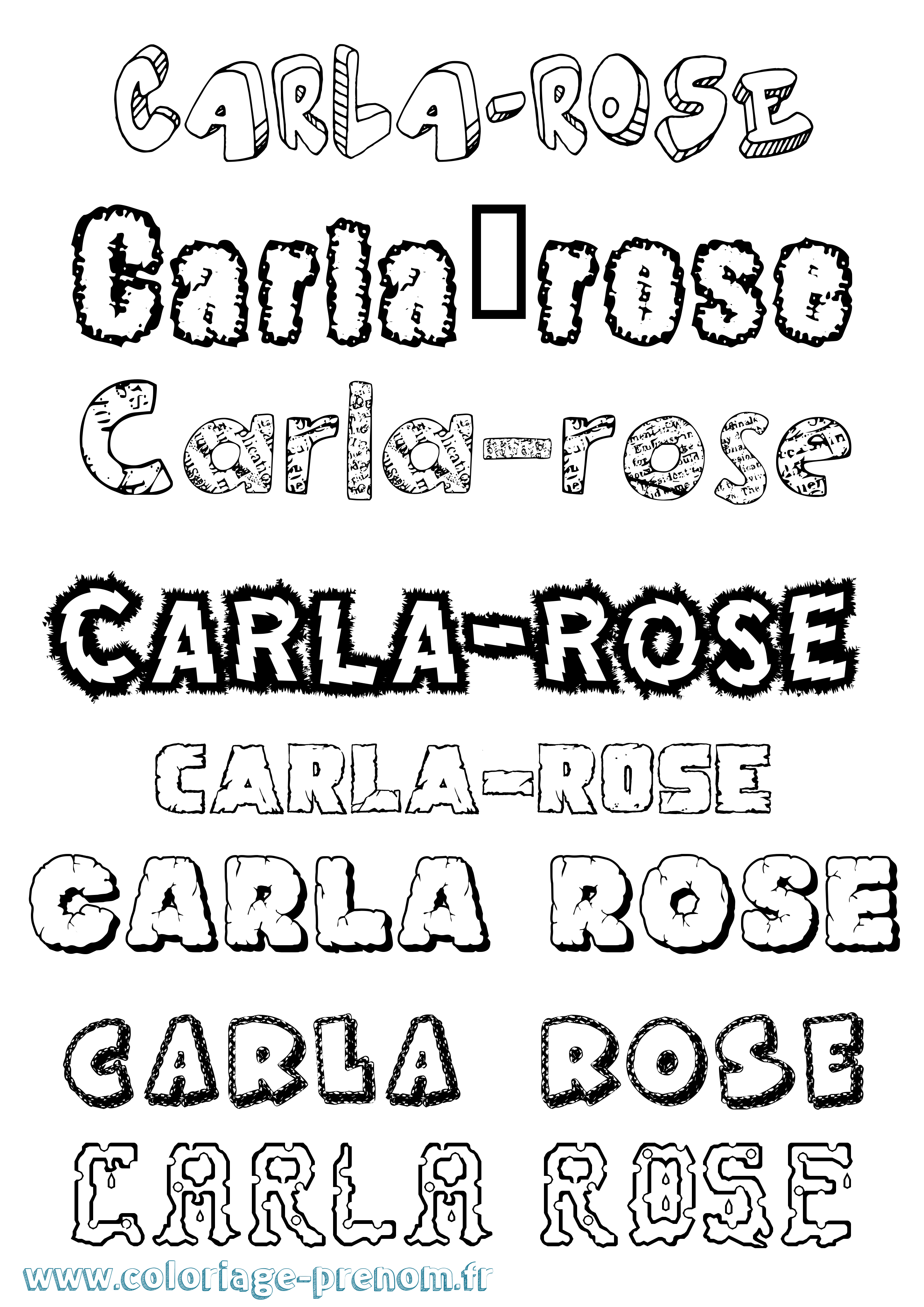 Coloriage prénom Carla-Rose Destructuré
