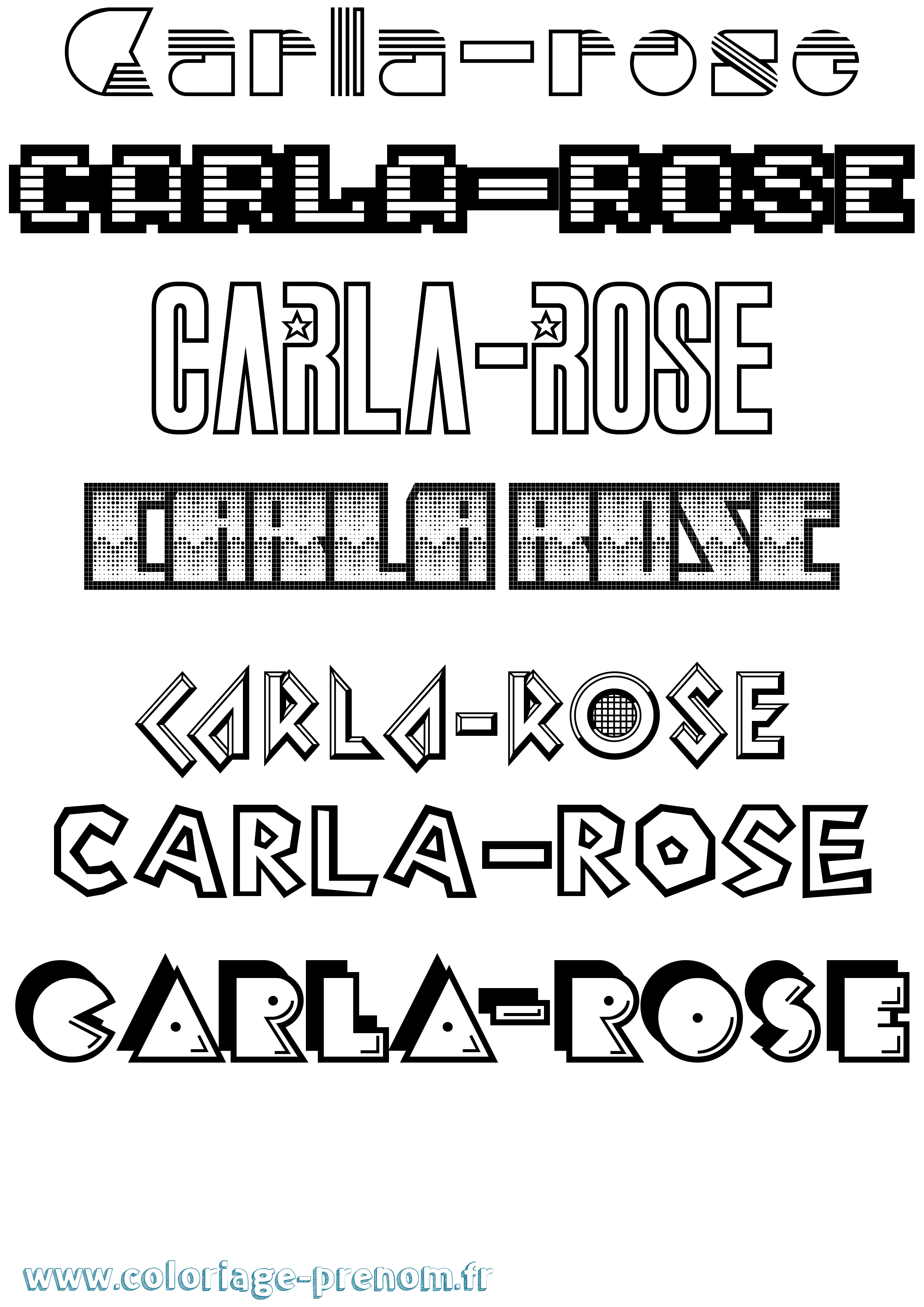 Coloriage prénom Carla-Rose Jeux Vidéos