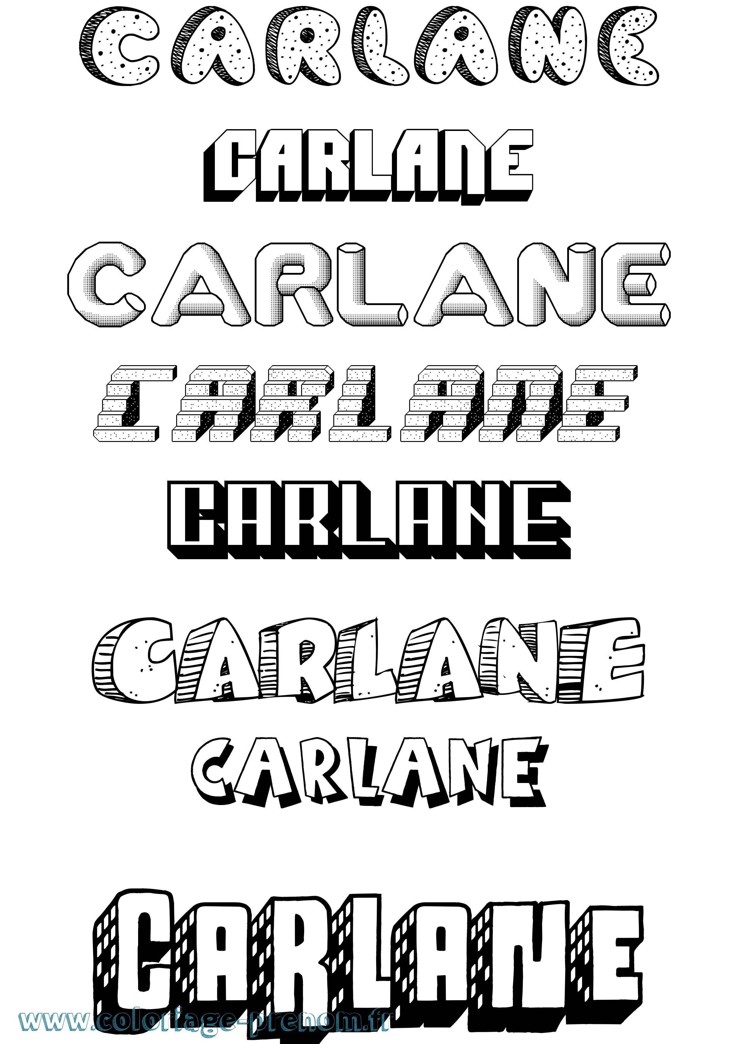 Coloriage prénom Carlane Effet 3D