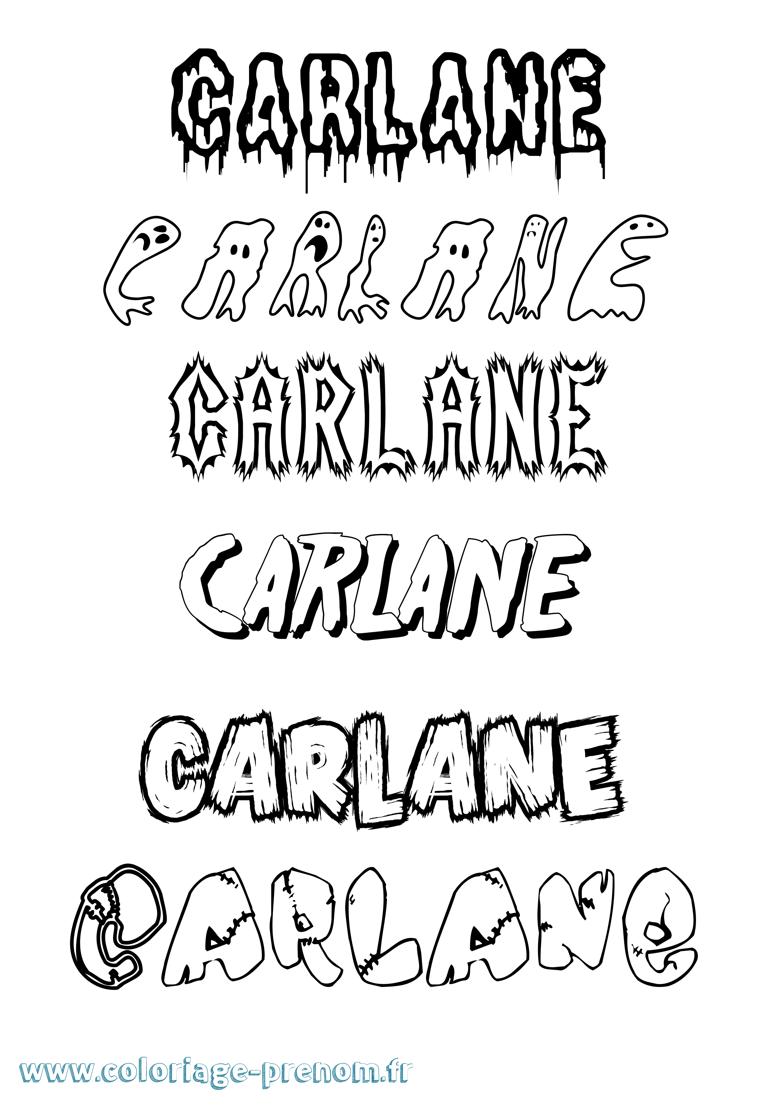 Coloriage prénom Carlane Frisson