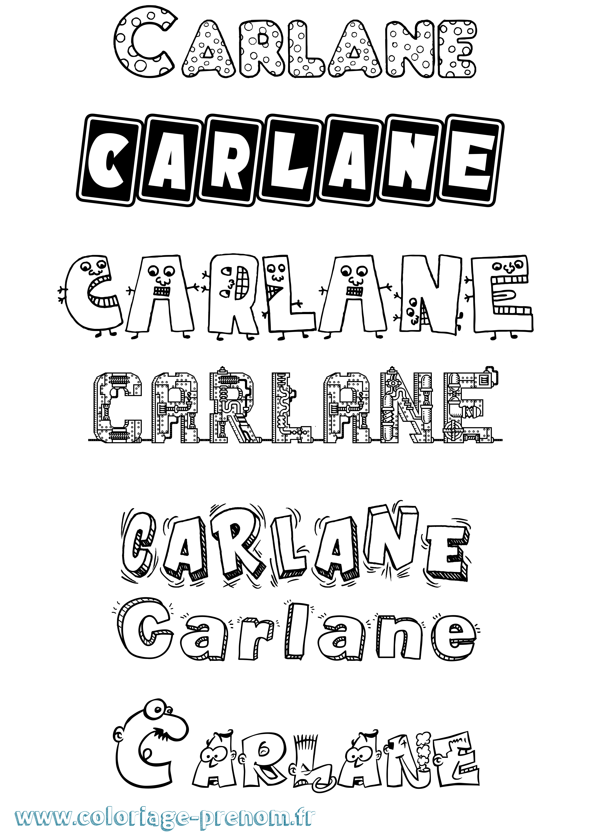 Coloriage prénom Carlane Fun