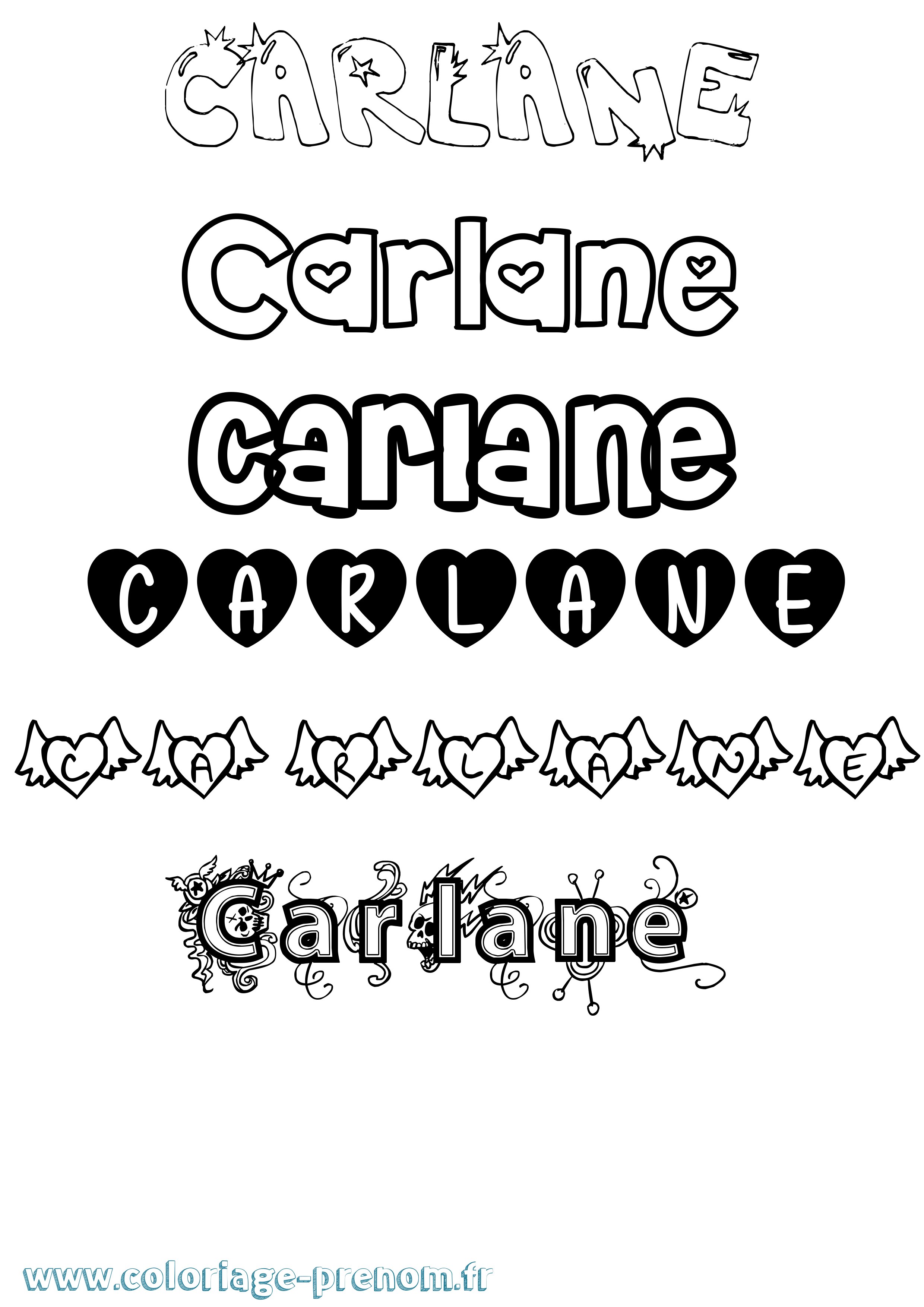 Coloriage prénom Carlane Girly