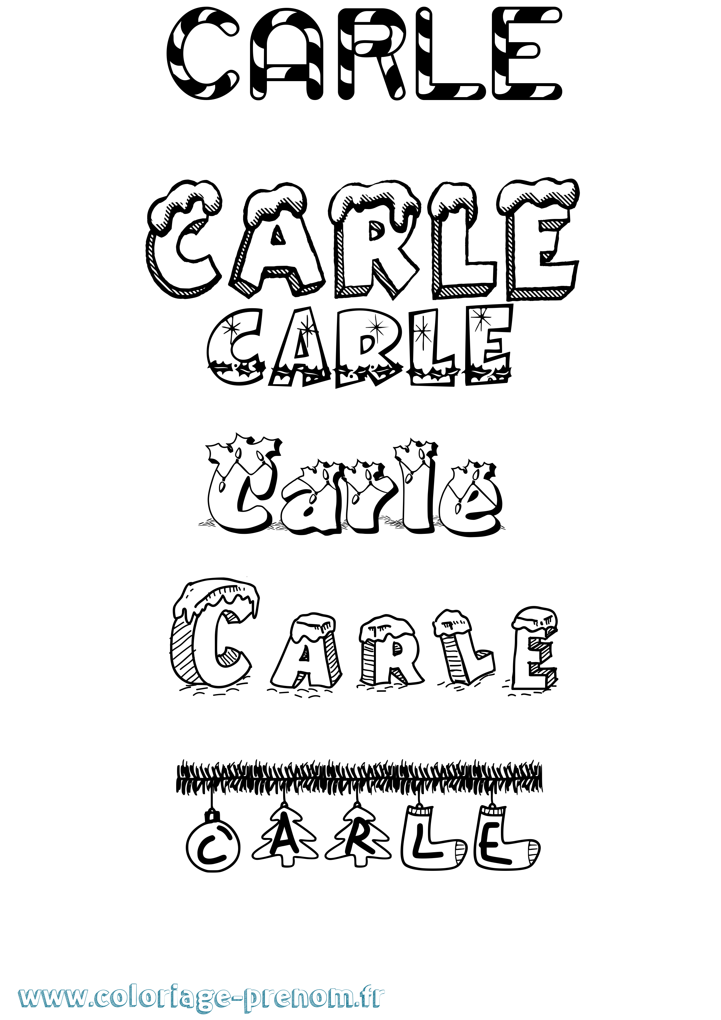 Coloriage prénom Carle Noël