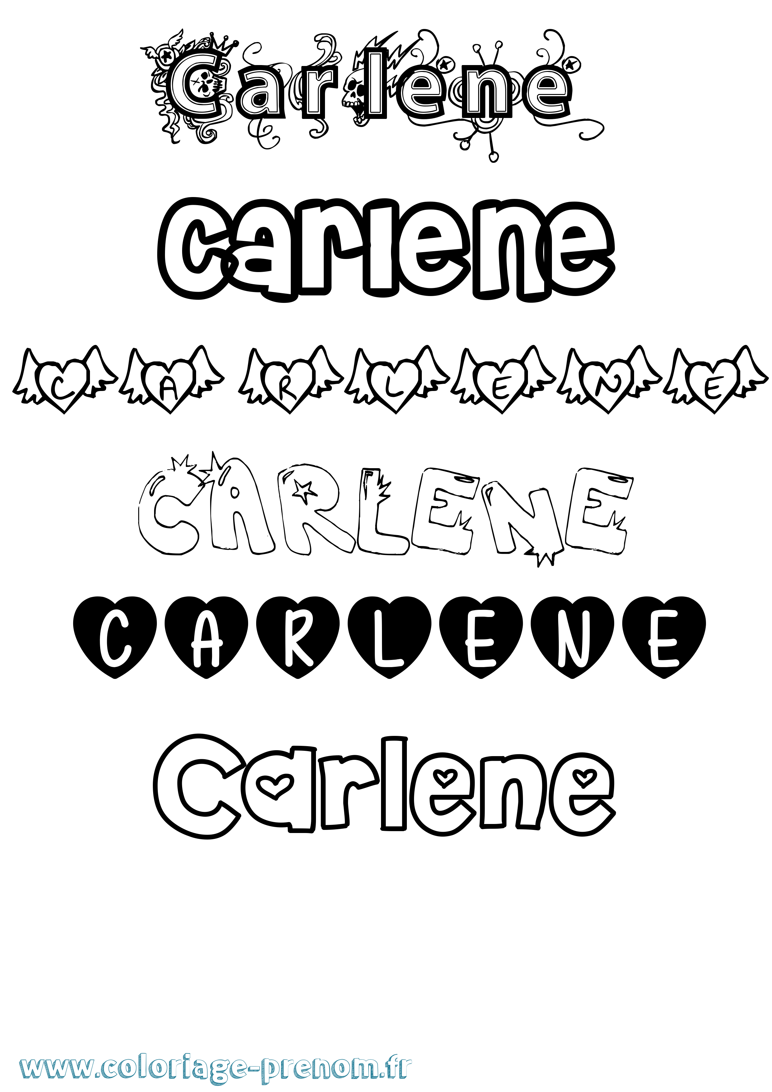 Coloriage prénom Carlene Girly