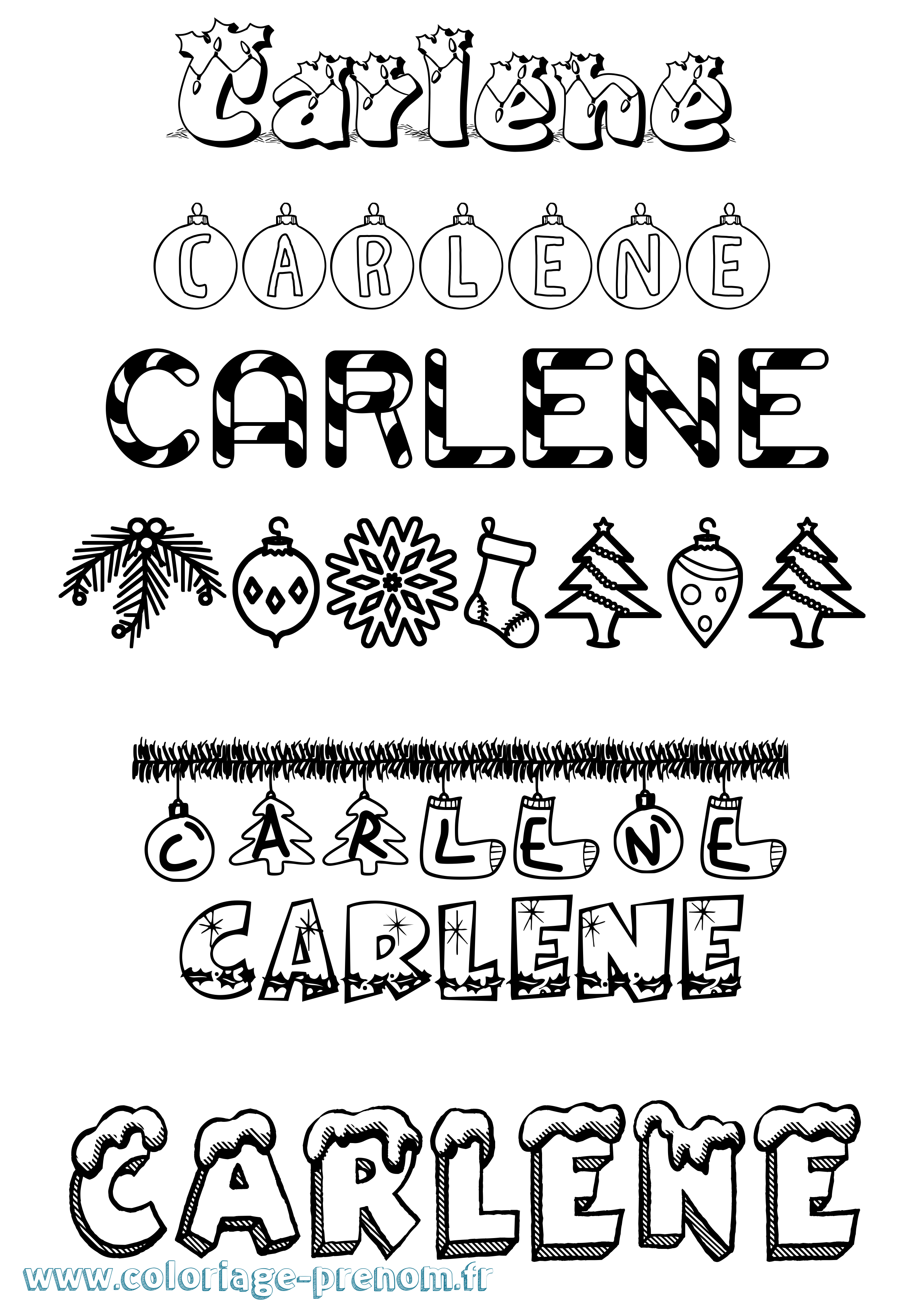 Coloriage prénom Carlene Noël