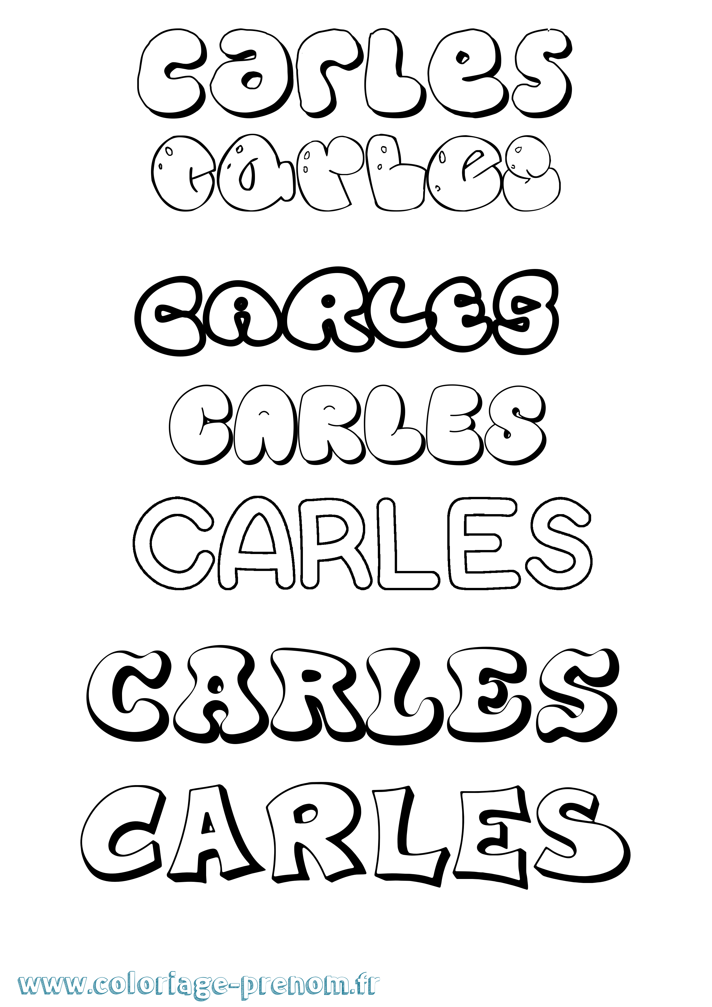 Coloriage Carles Bubble Coloriage prénom Carles Bubble