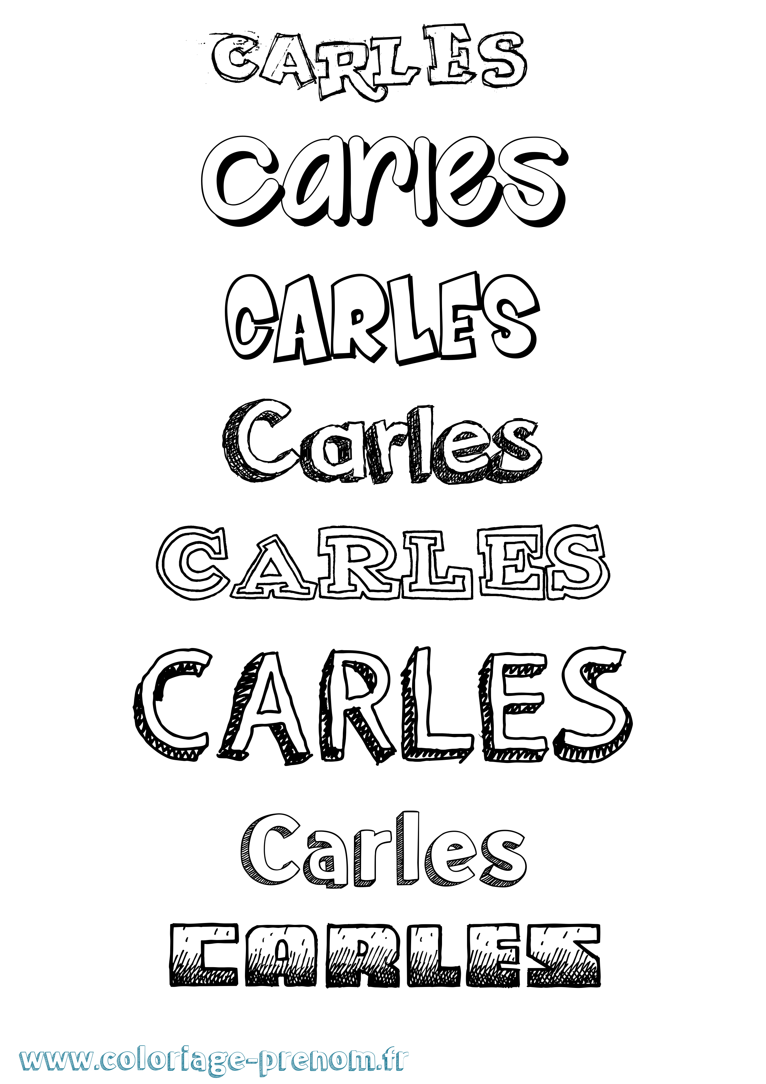Coloriage Carles Dessiné Coloriage prénom Carles Dessiné