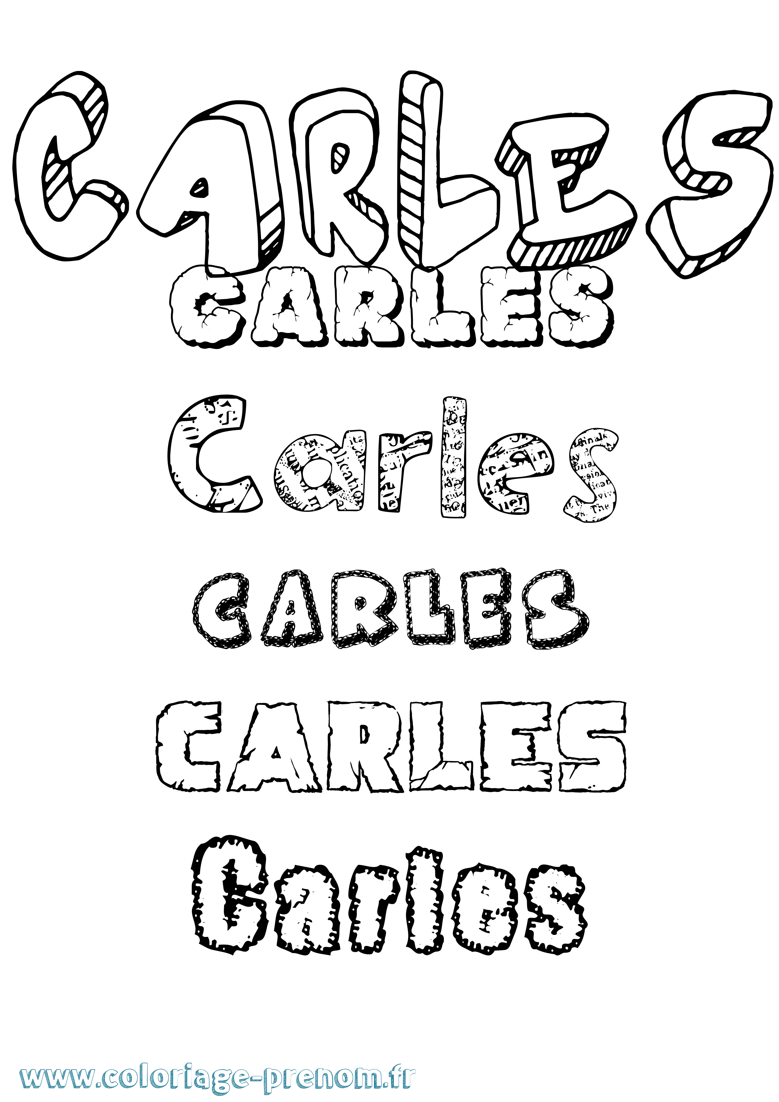 Coloriage Carles Destructuré Coloriage prénom Carles Destructuré