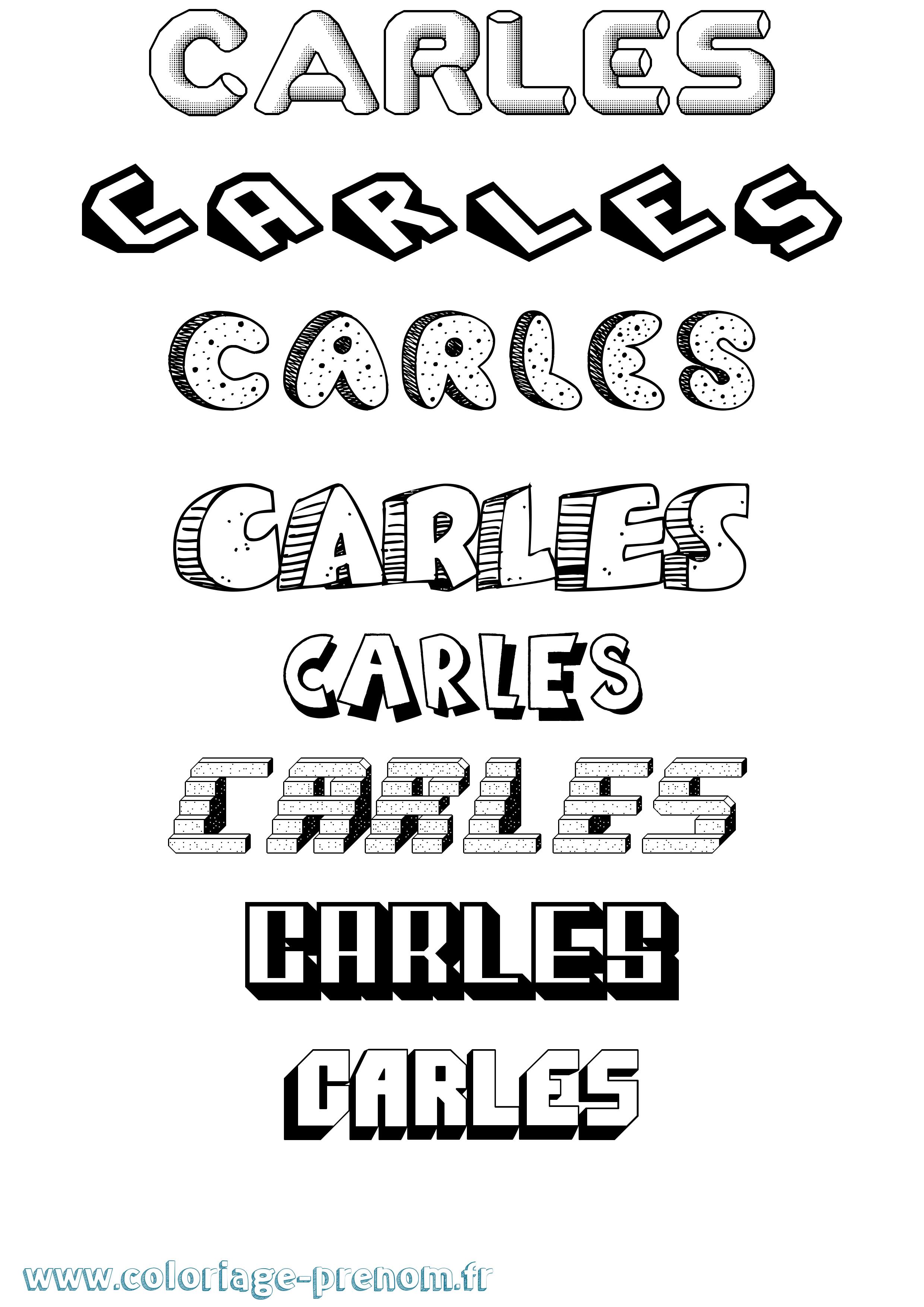 Coloriage Carles Effet 3D Coloriage prénom Carles Effet 3D