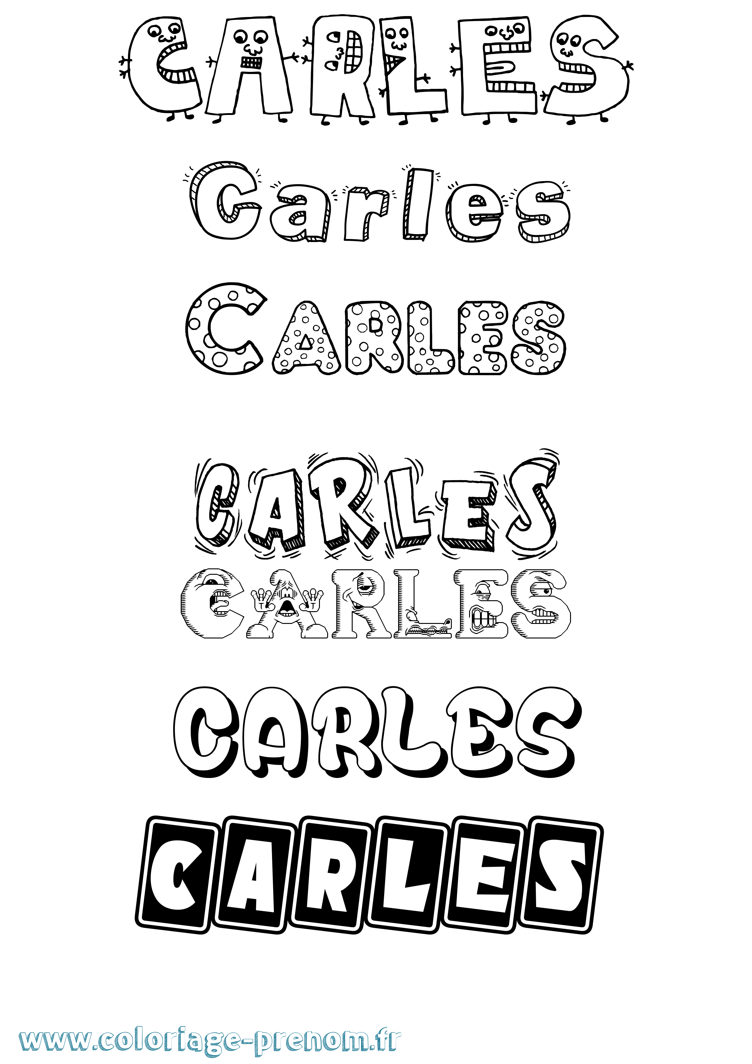 Coloriage Carles Fun Coloriage prénom Carles Fun