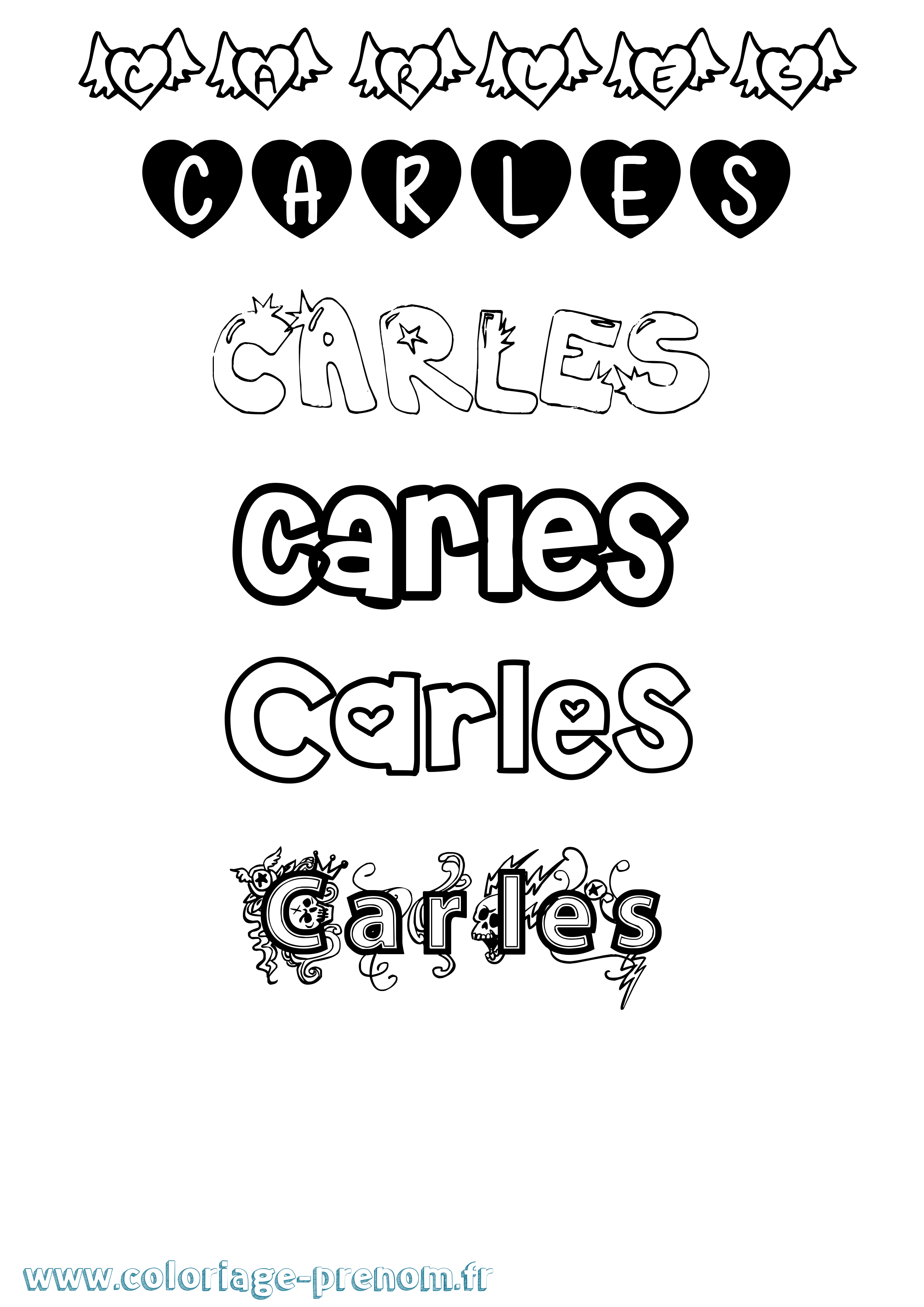 Coloriage Carles Girly Coloriage prénom Carles Girly