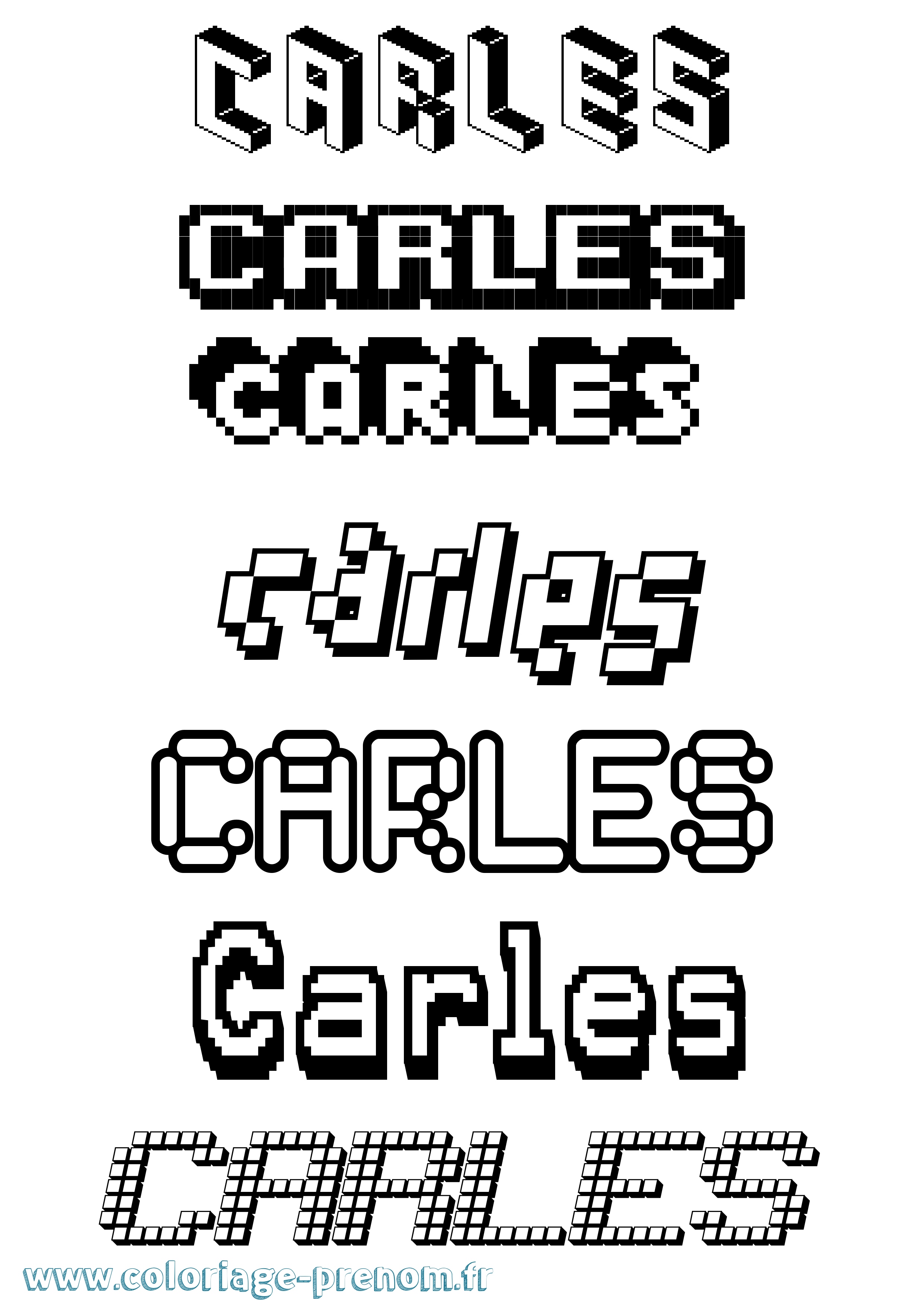 Coloriage prénom Carles Pixel