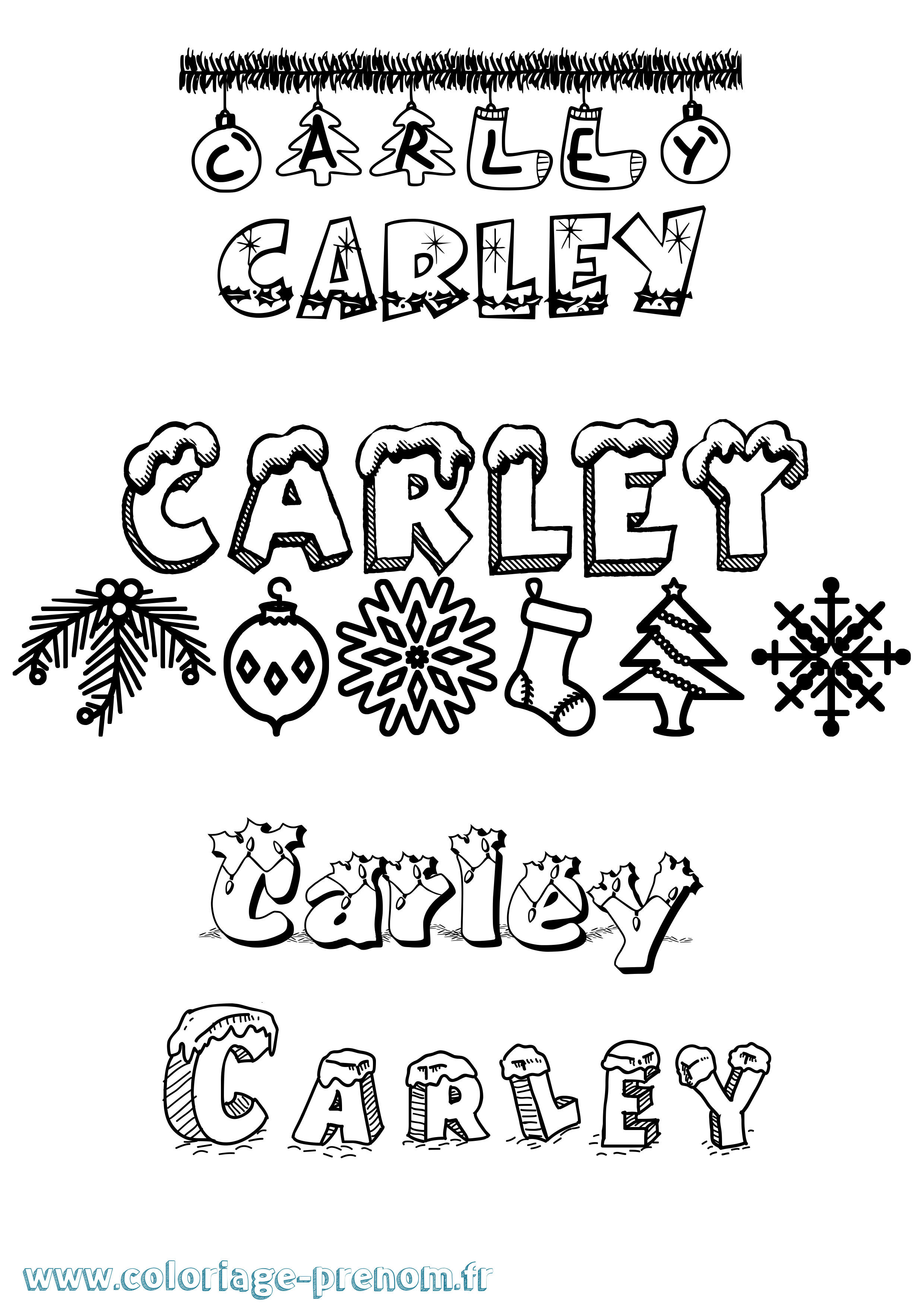 Coloriage prénom Carley Noël