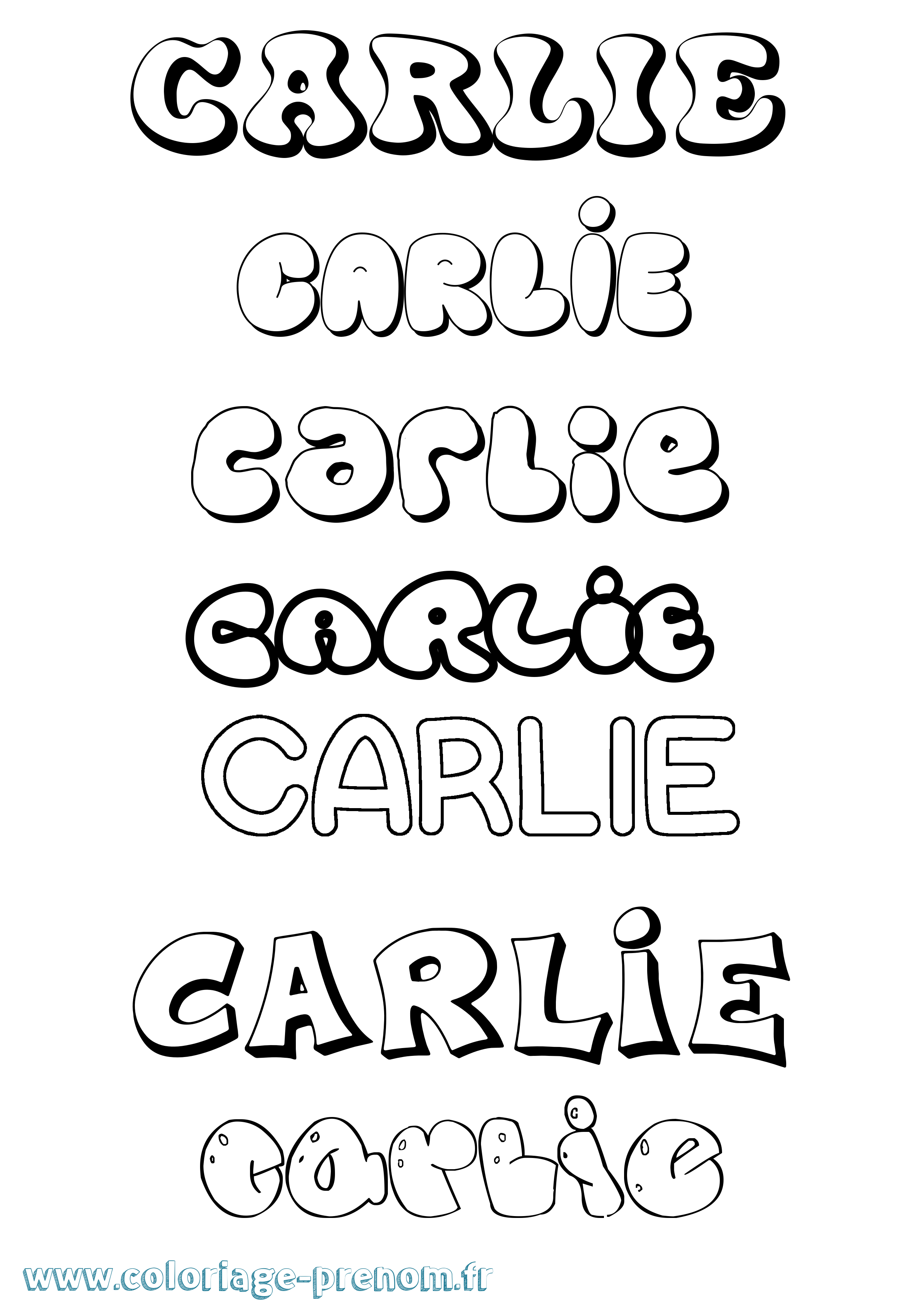 Coloriage Carlie Bubble Coloriage prénom Carlie Bubble
