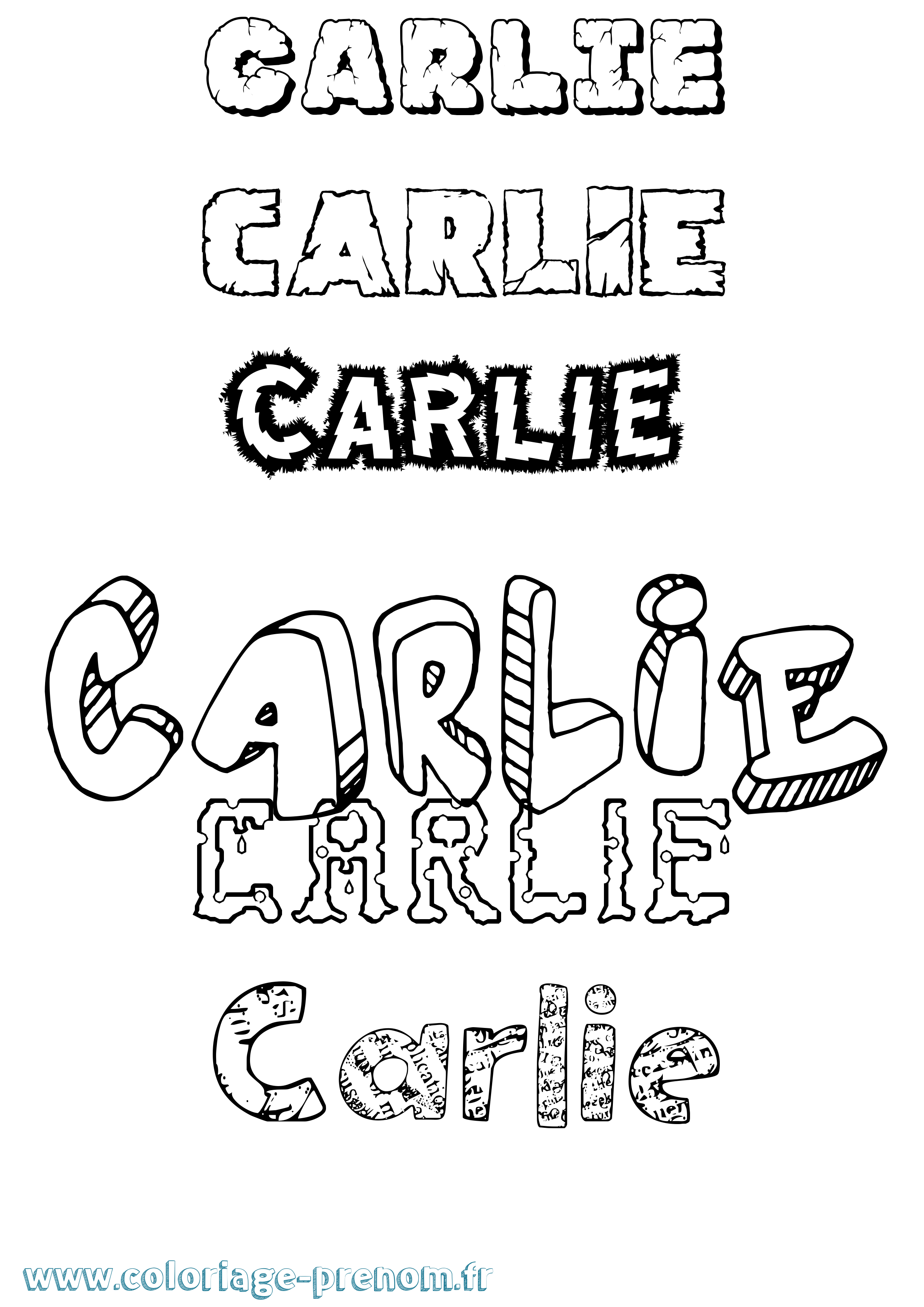 Coloriage Carlie Destructuré Coloriage prénom Carlie Destructuré