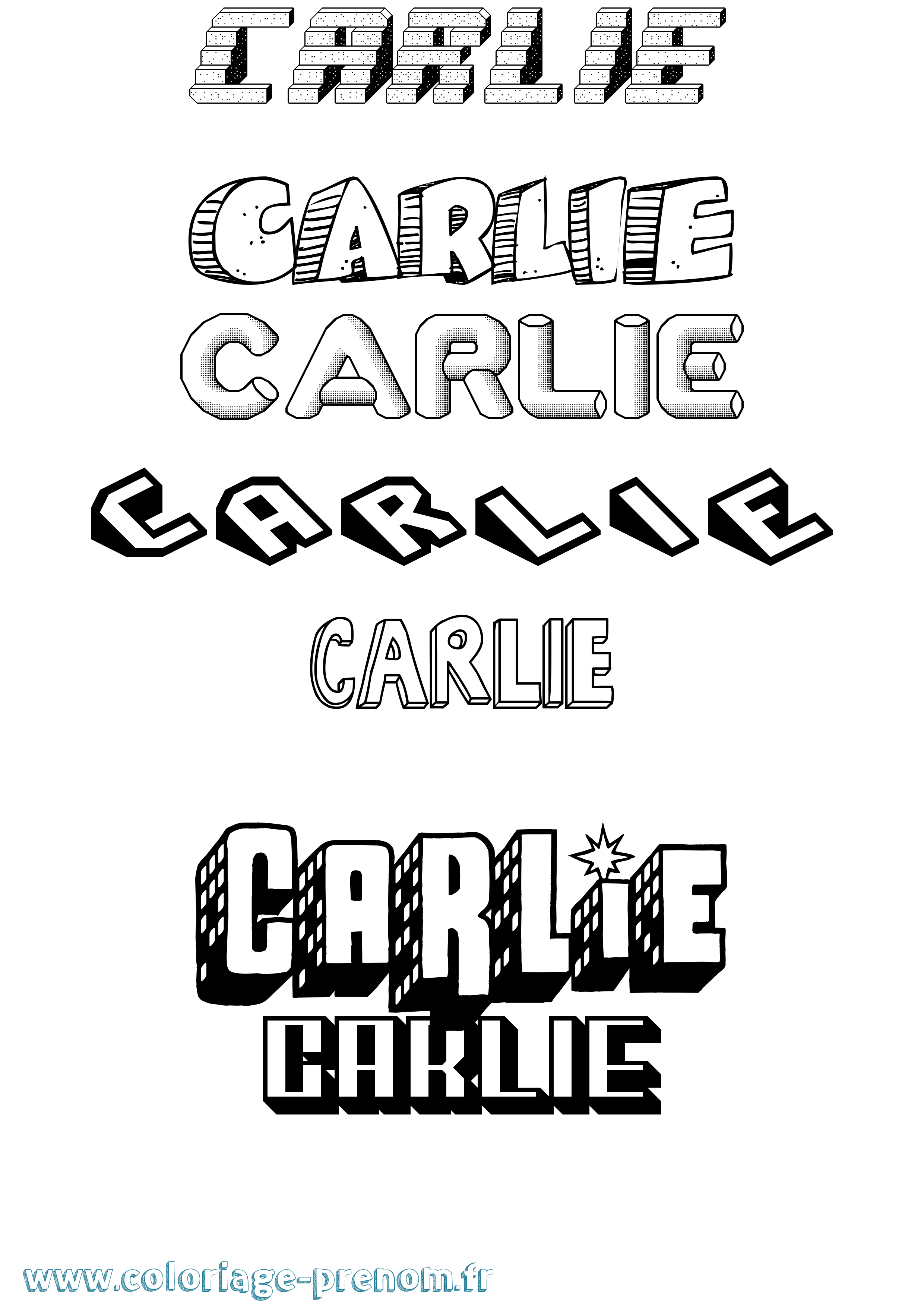 Coloriage prénom Carlie Effet 3D