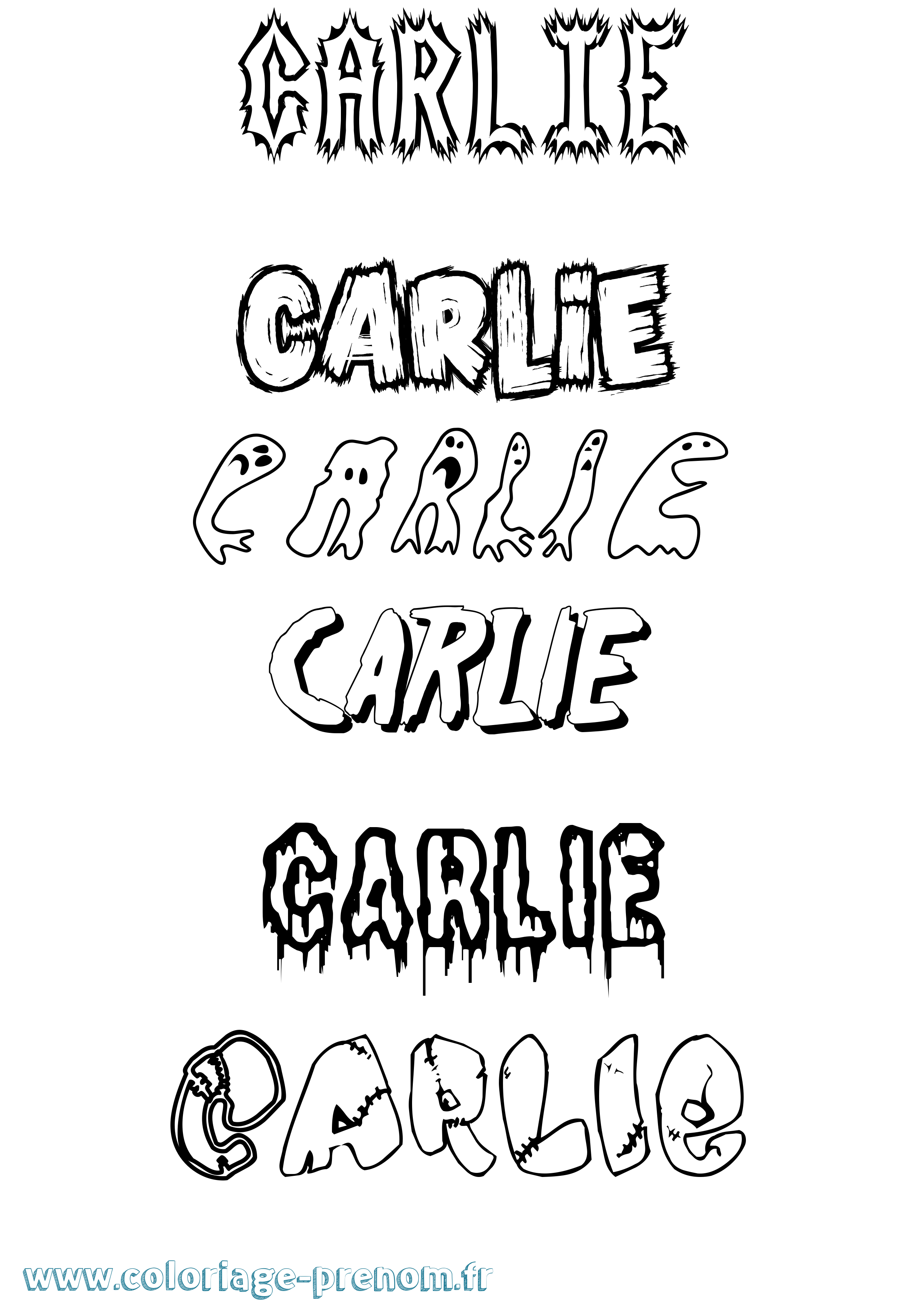 Coloriage prénom Carlie Frisson