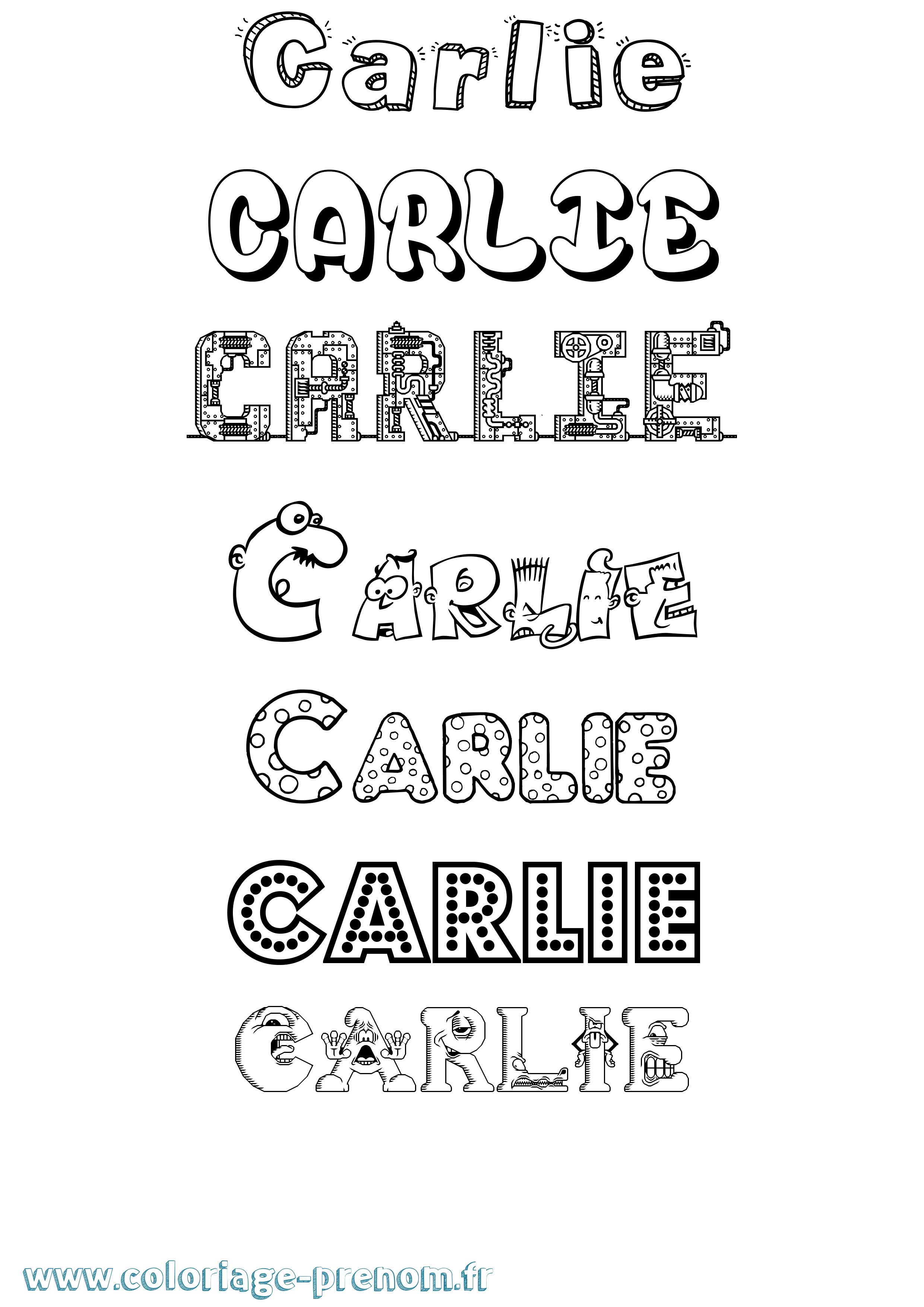 Coloriage prénom Carlie Fun