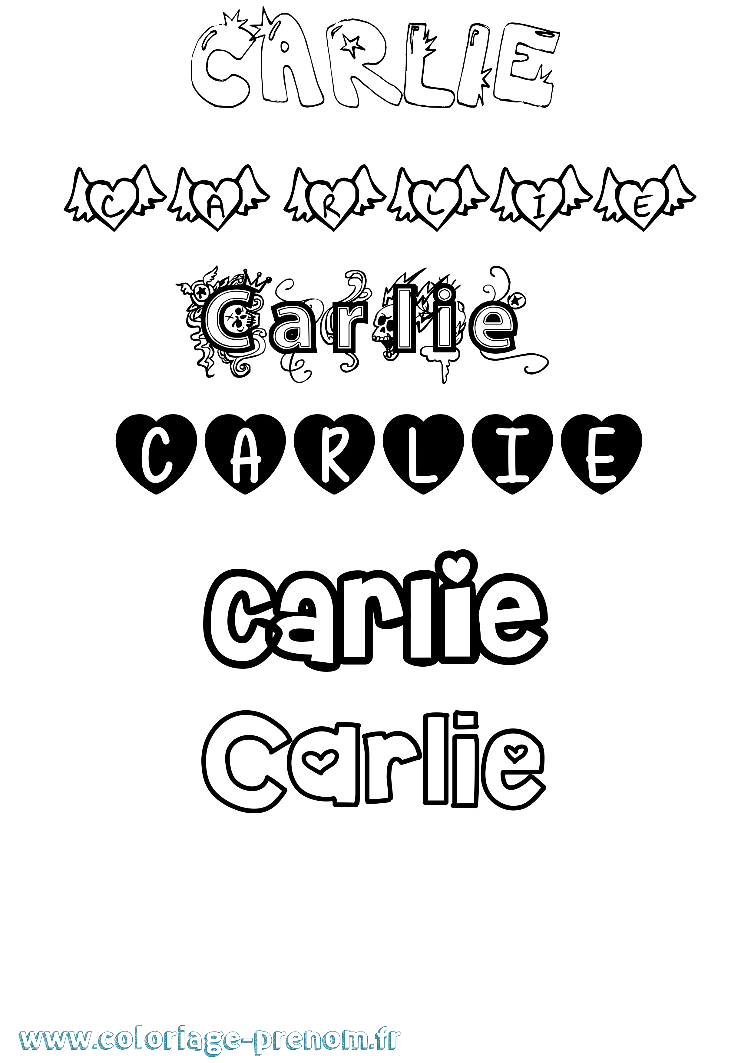 Coloriage Carlie Girly Coloriage prénom Carlie Girly