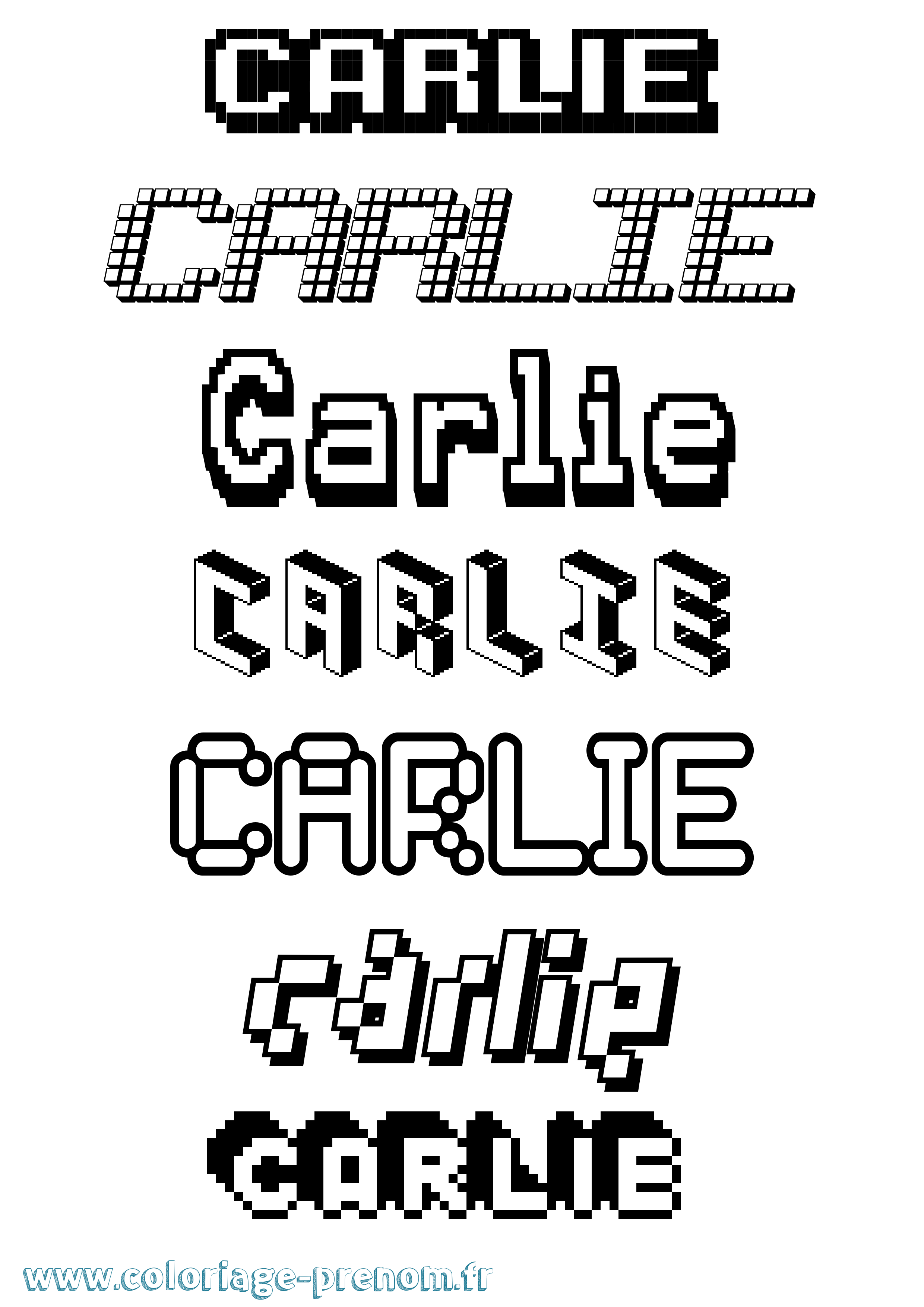 Coloriage Carlie Pixel Coloriage prénom Carlie Pixel