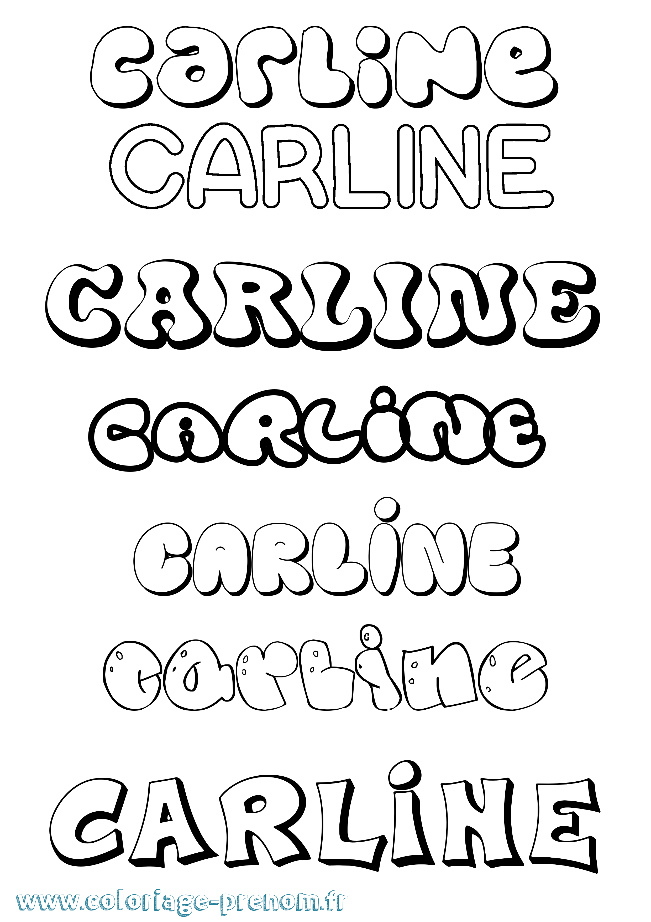 Coloriage prénom Carline Bubble