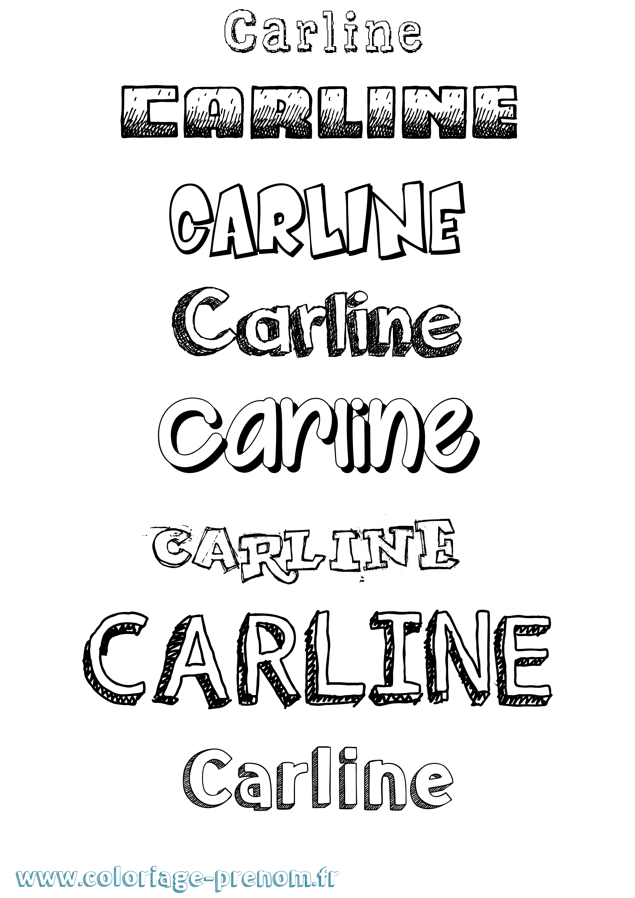 Coloriage prénom Carline Dessiné