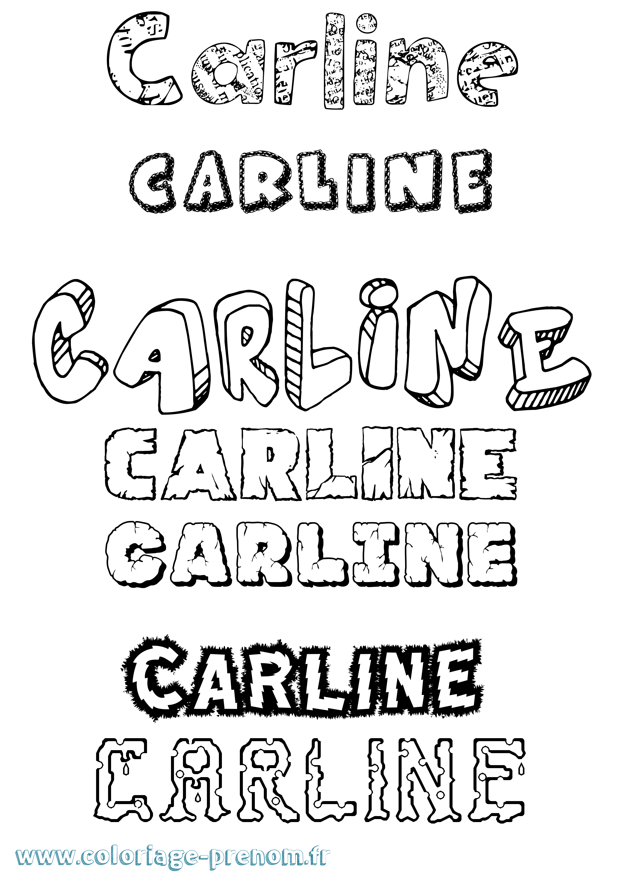 Coloriage Carline Destructuré Coloriage prénom Carline Destructuré