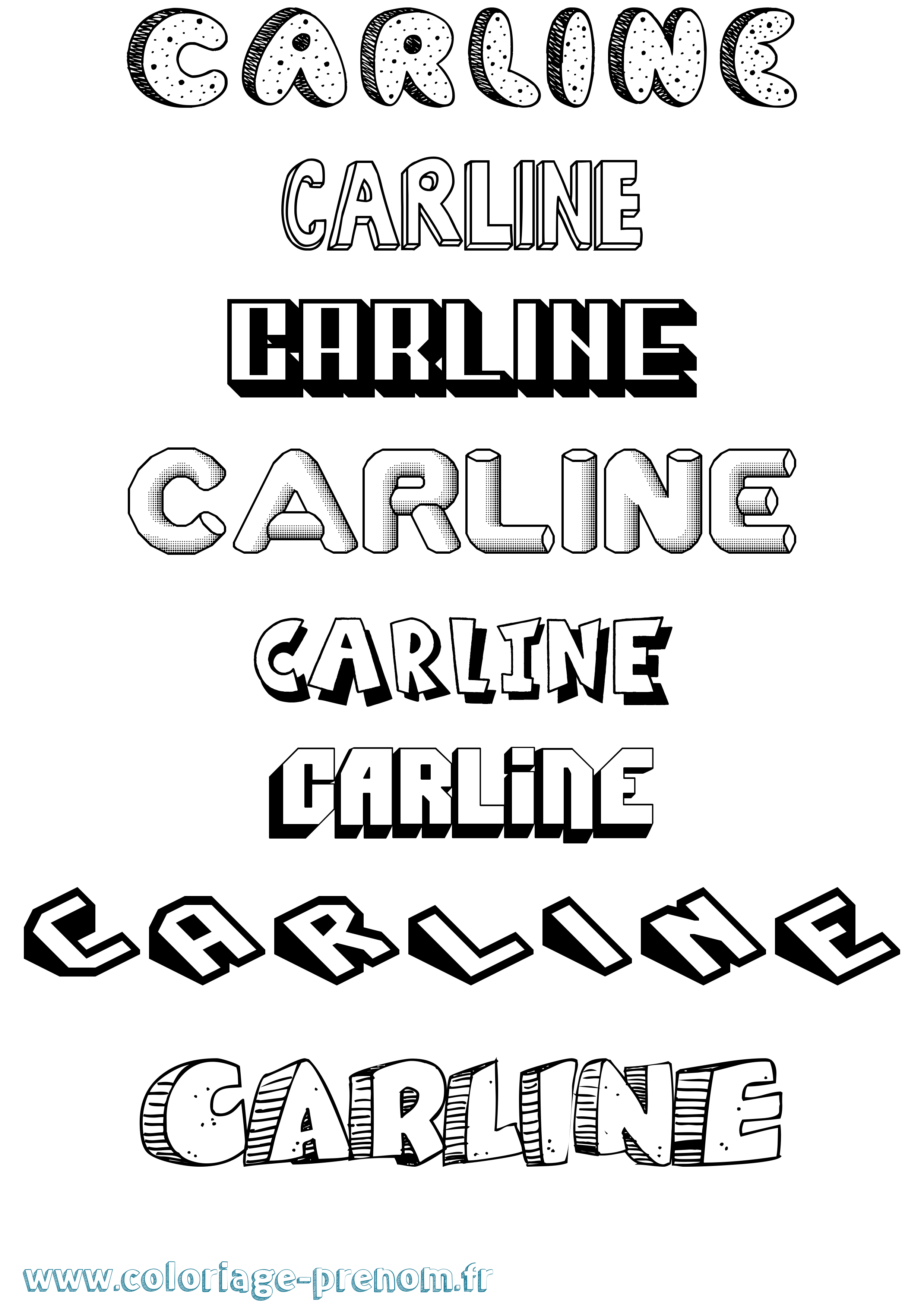 Coloriage Carline Effet 3D Coloriage prénom Carline Effet 3D