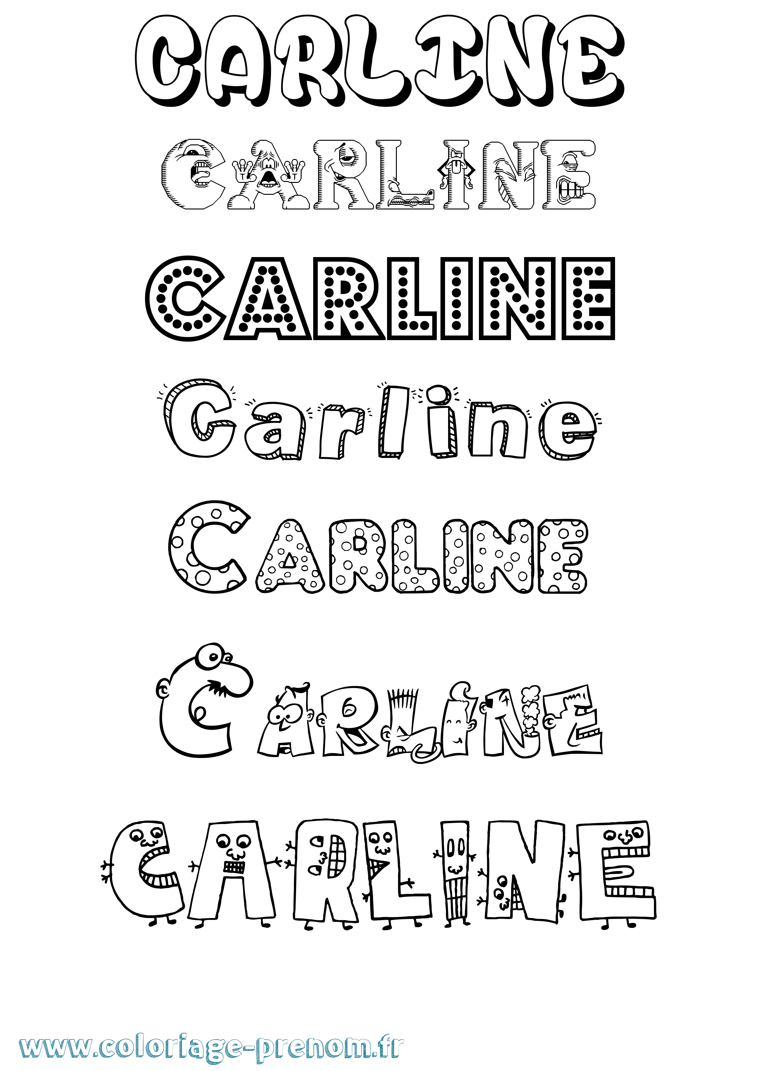 Coloriage prénom Carline Fun