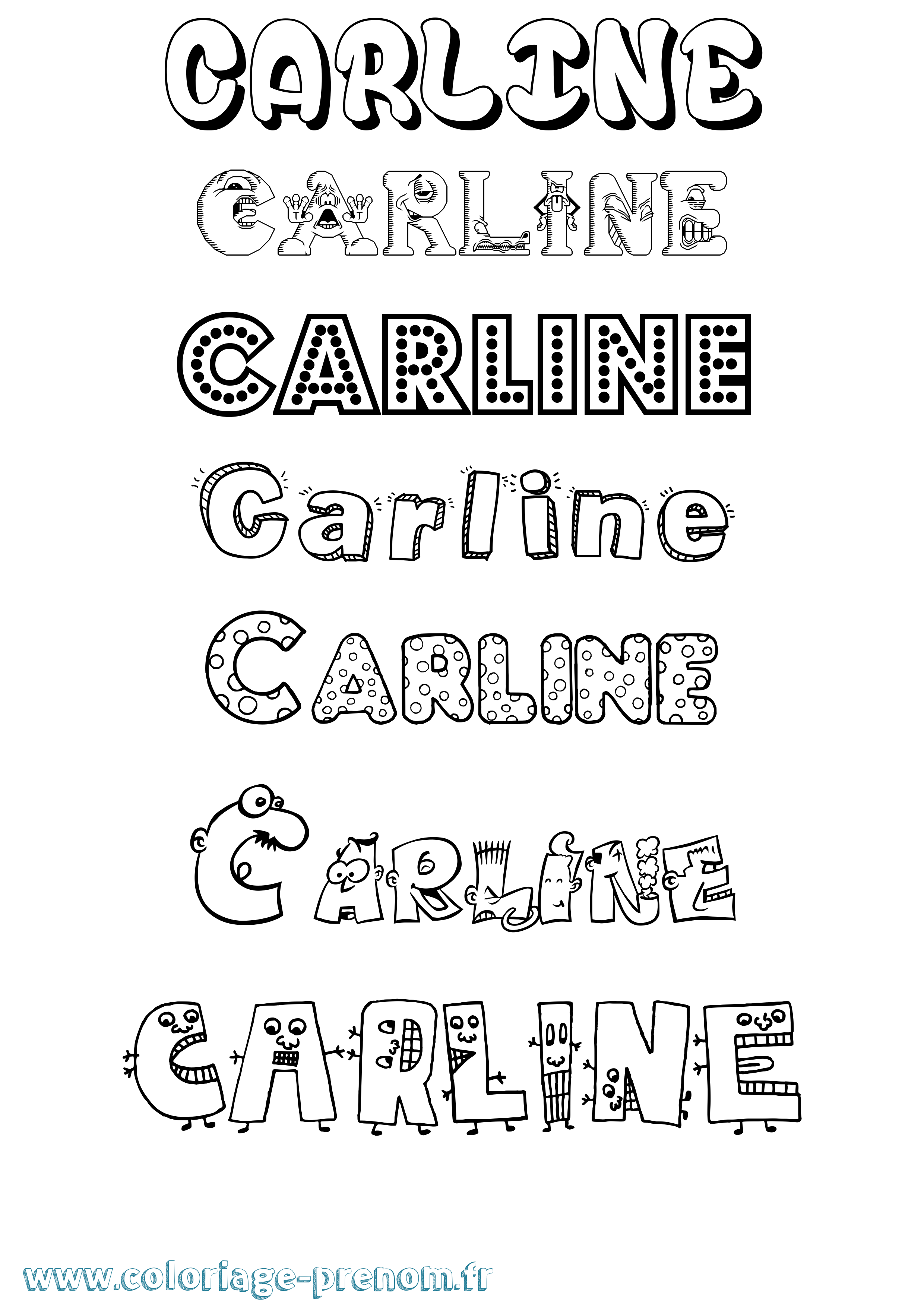 Coloriage Carline Fun Coloriage prénom Carline Fun