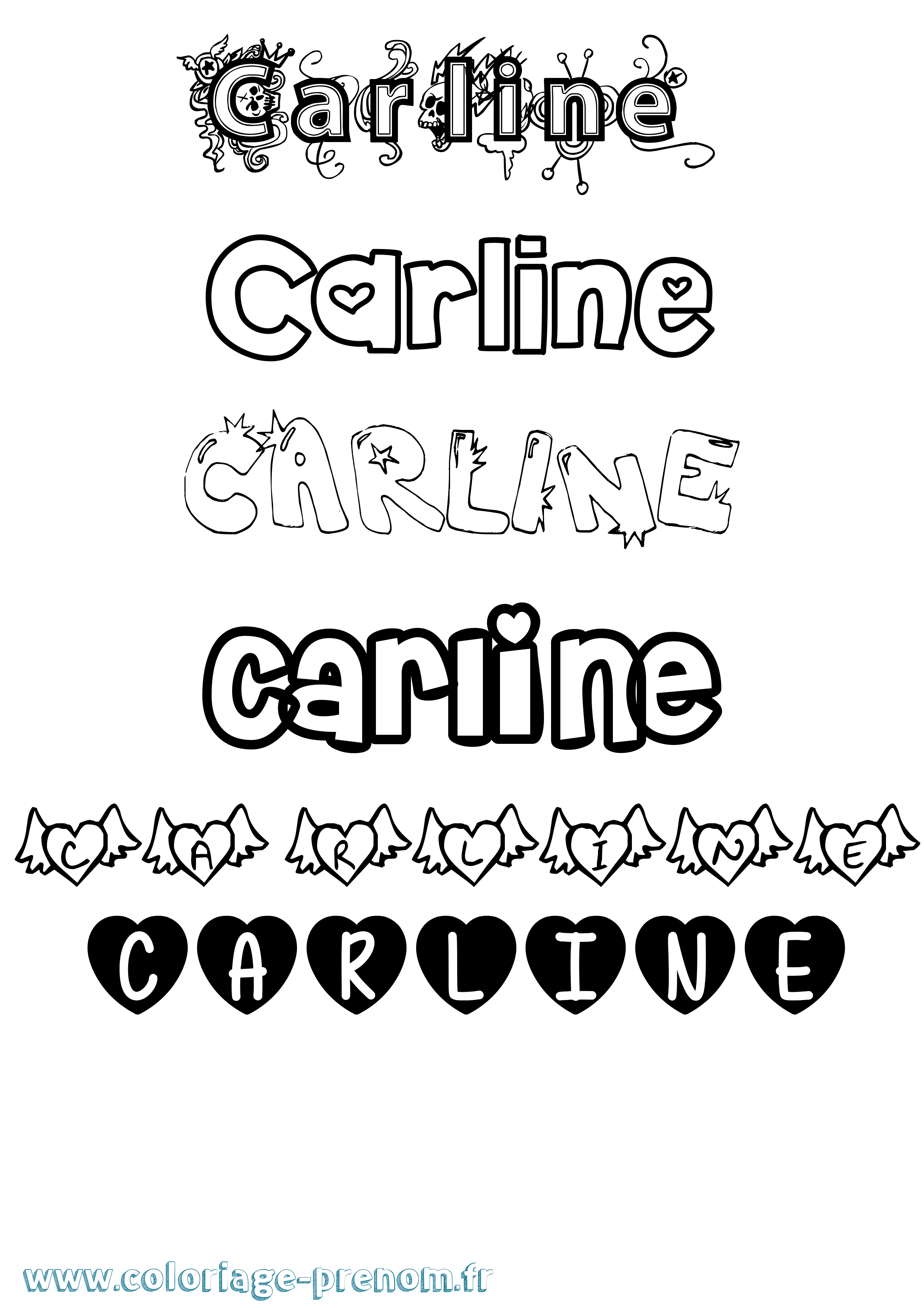 Coloriage Carline Girly Coloriage prénom Carline Girly
